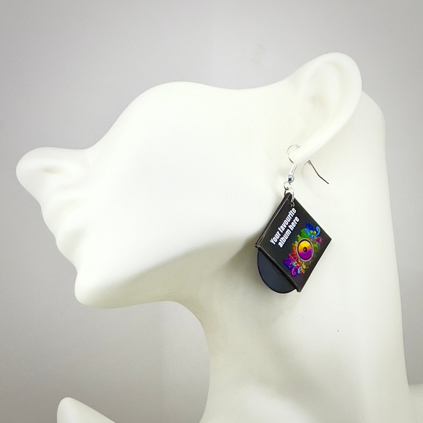 Custom mini vinyl record album earrings
