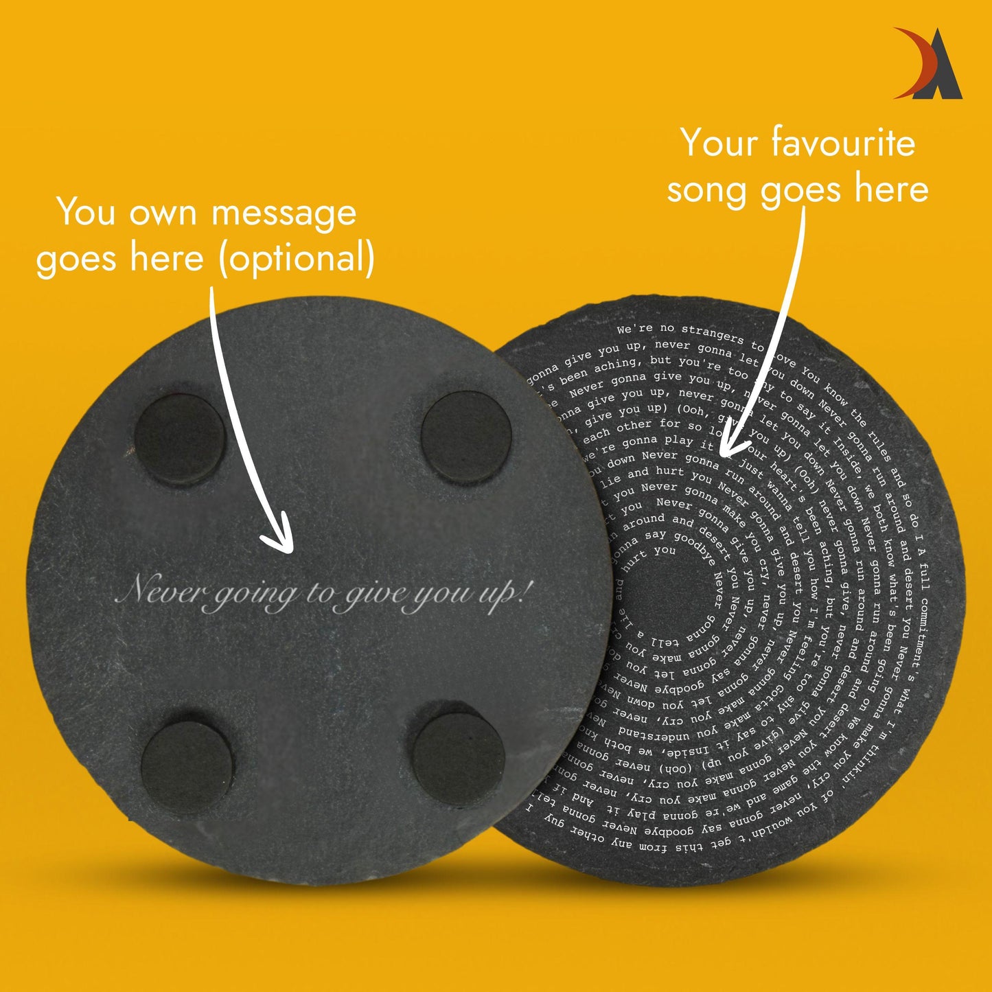 Song lyric slate coaster