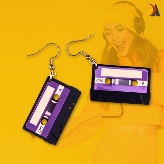 Mini cassette earrings (pair) | retro party wear