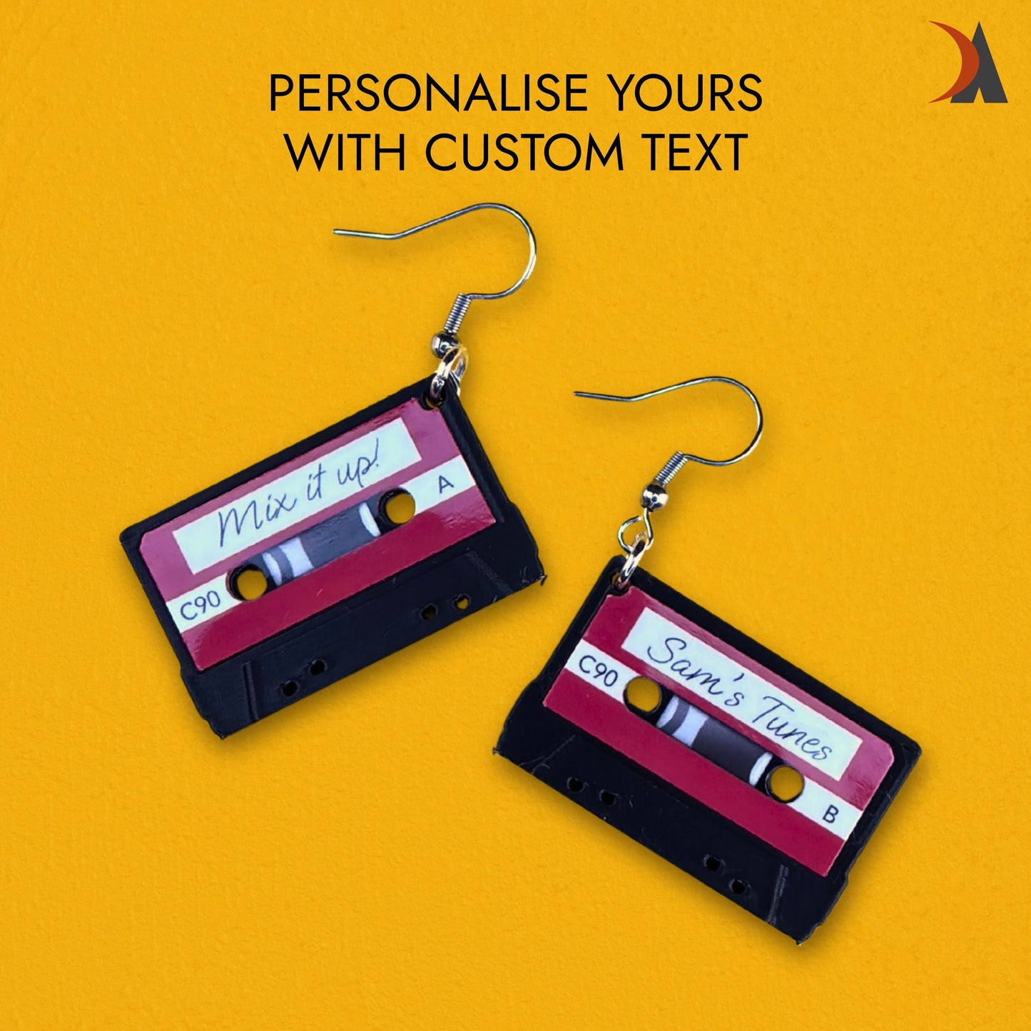 Mini cassette earrings (pair) | retro party wear