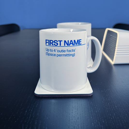 Personalised Severance 'outie facts' mug