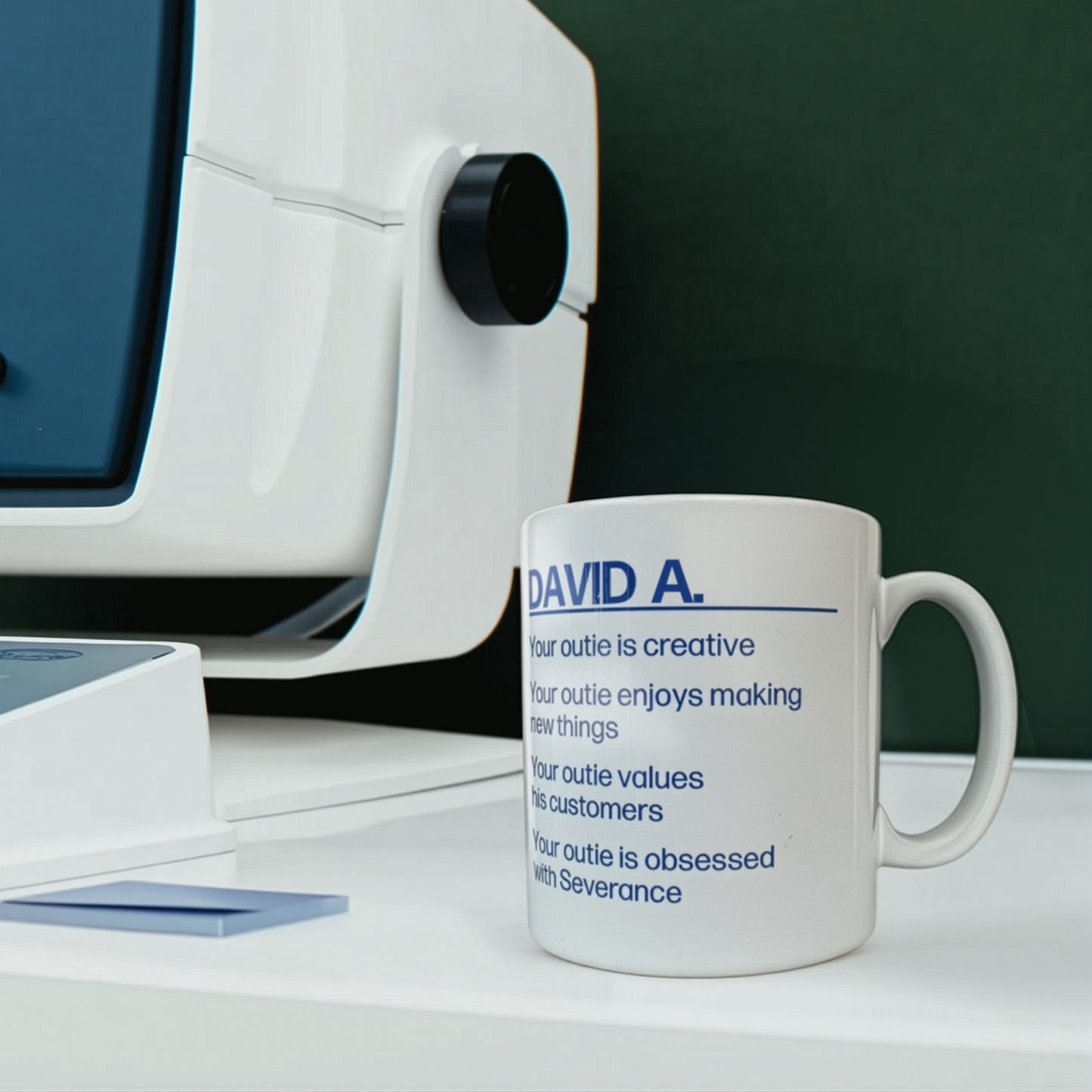Personalised Severance 'outie facts' mug