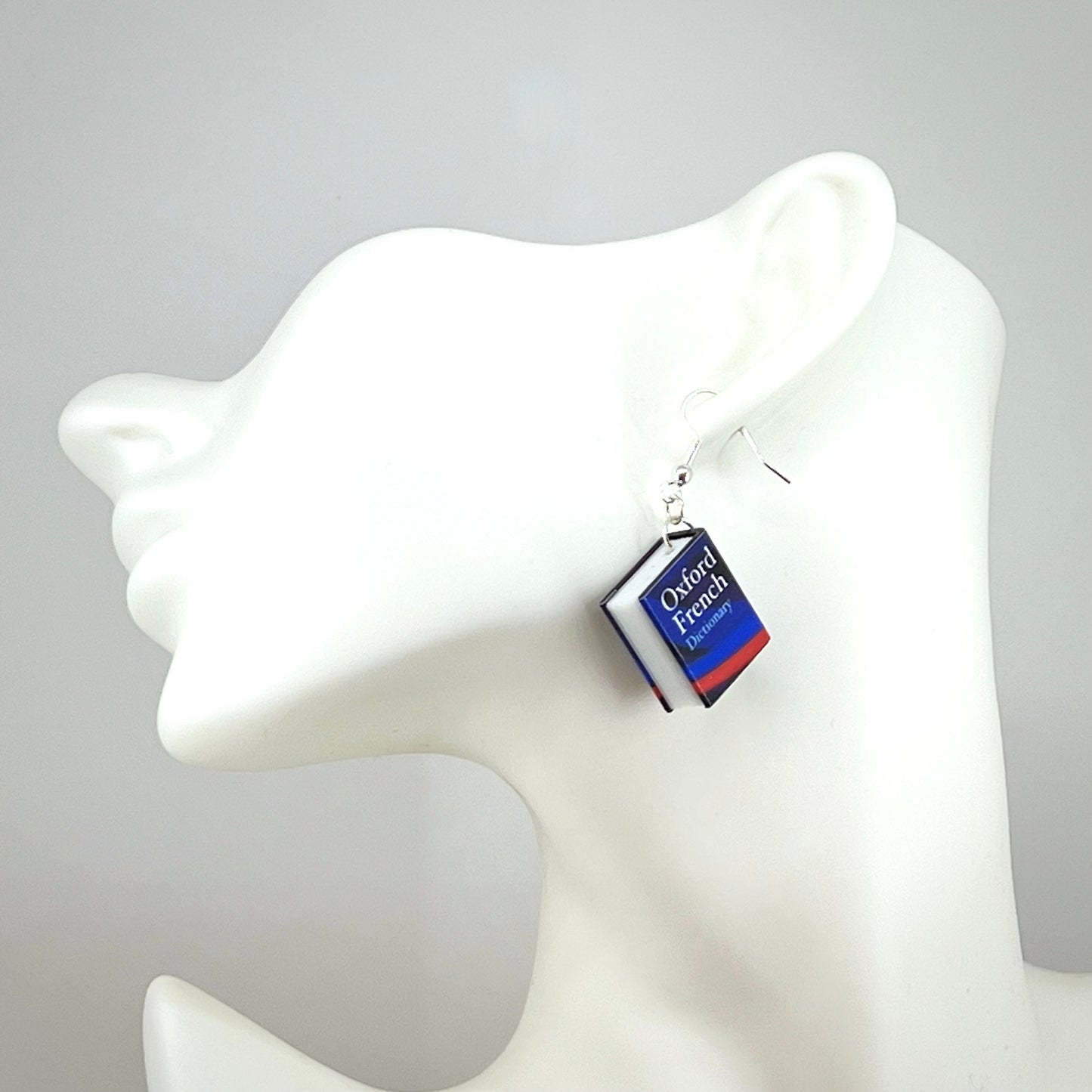 French dictionary mini book drop earrings