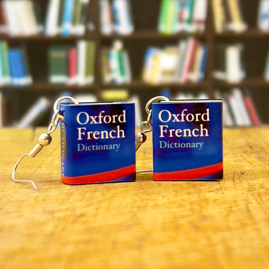 French dictionary mini book earrings