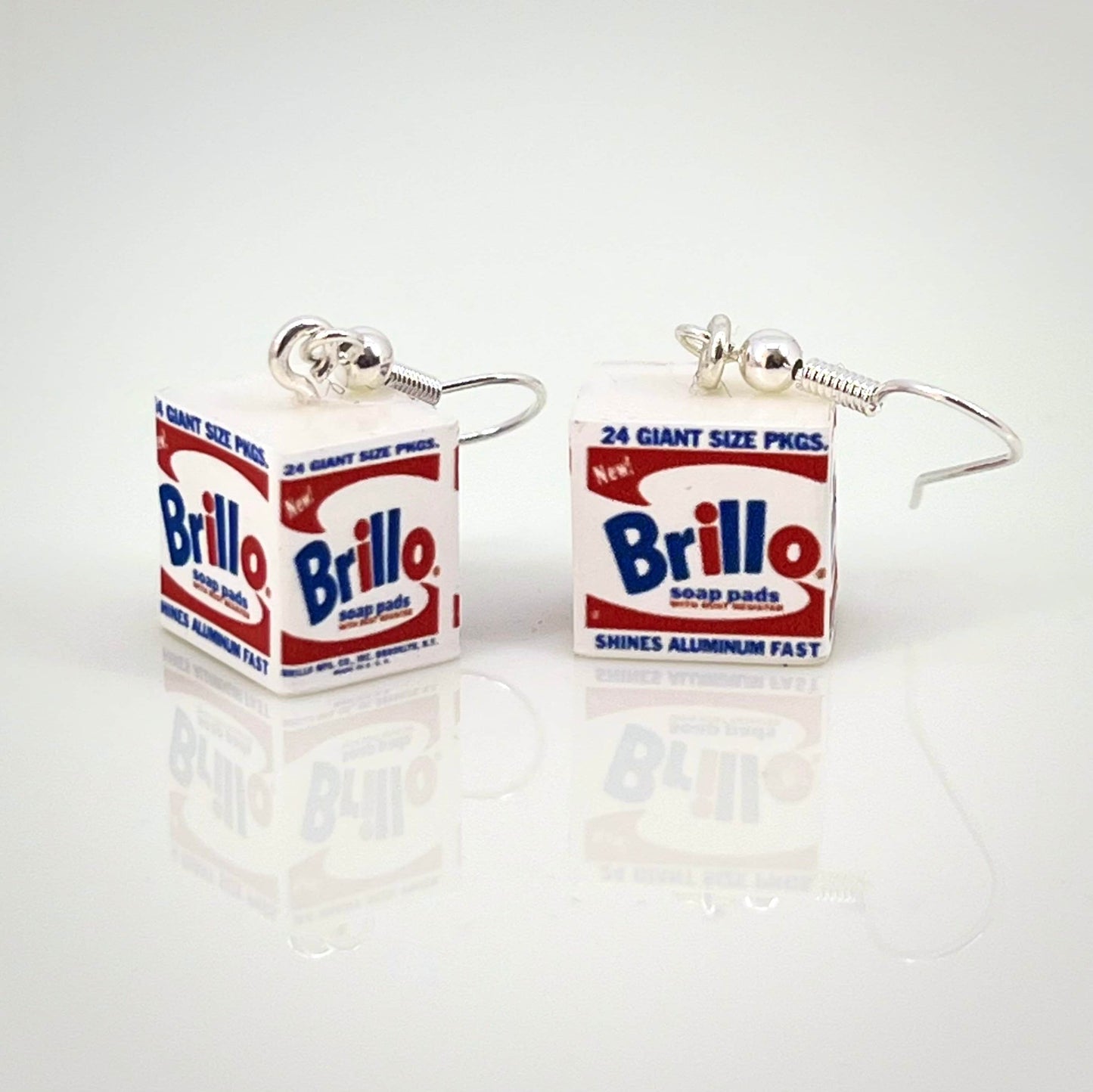 Pop-art Brillo Box mini drop earrings