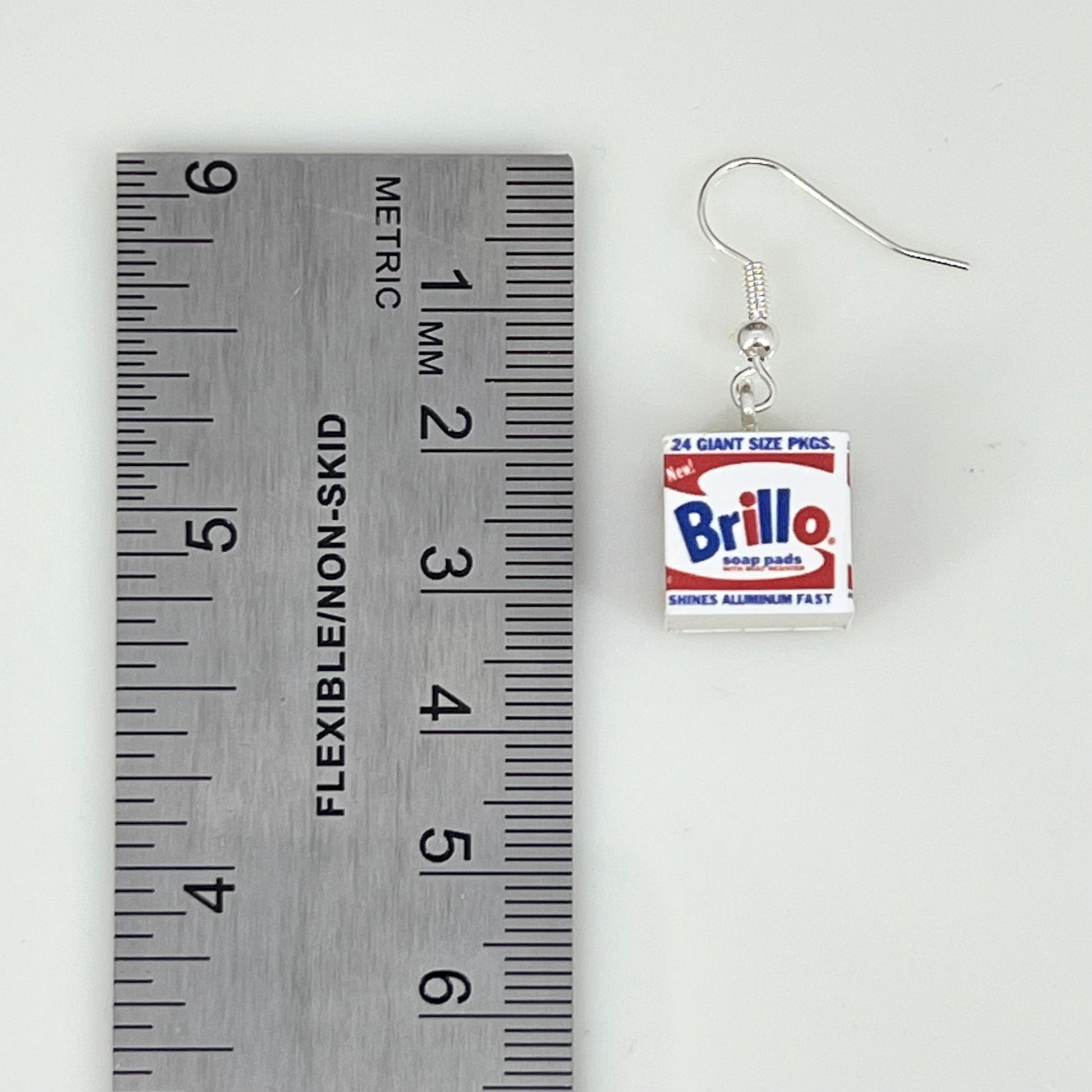 Miniature Brillo Box dangle earrings