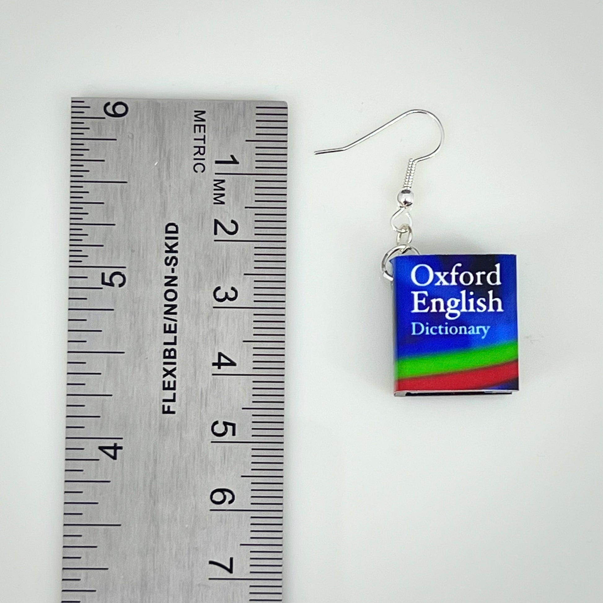 English dictionary mini book drop earrings