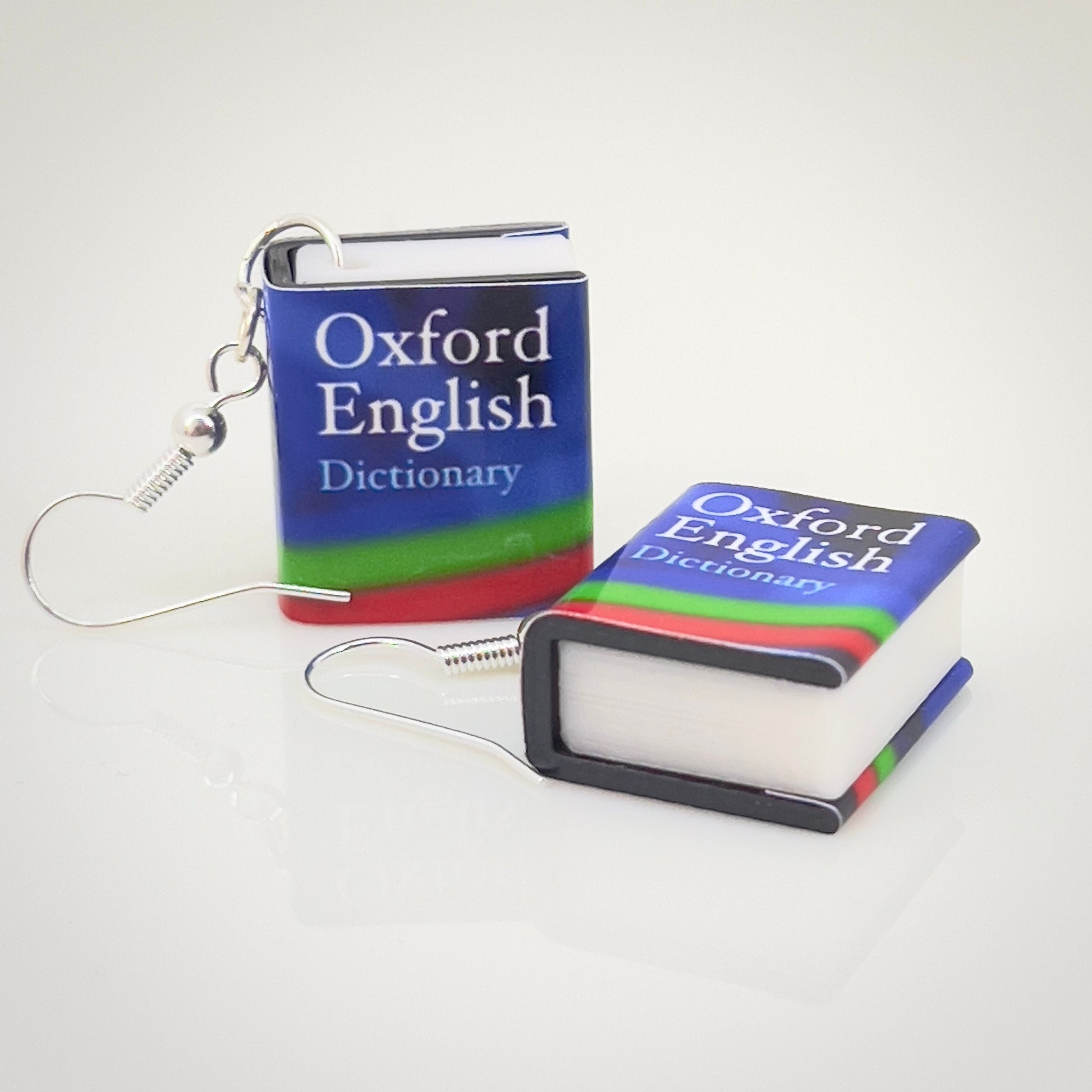 English dictionary mini book drop earrings