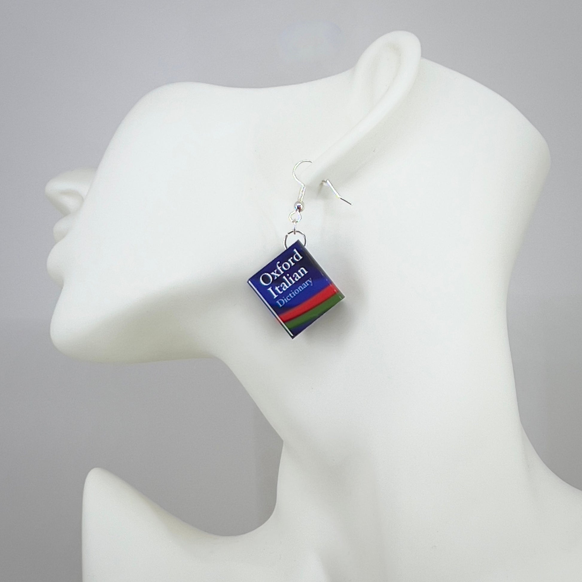 Italian dictionary mini novelty dangle book earrings