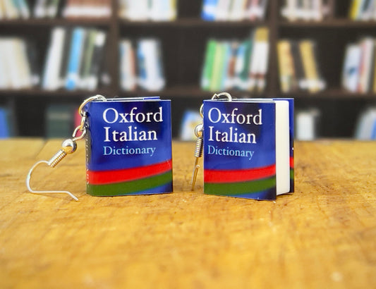 Italian dictionary mini novelty dangle book earrings