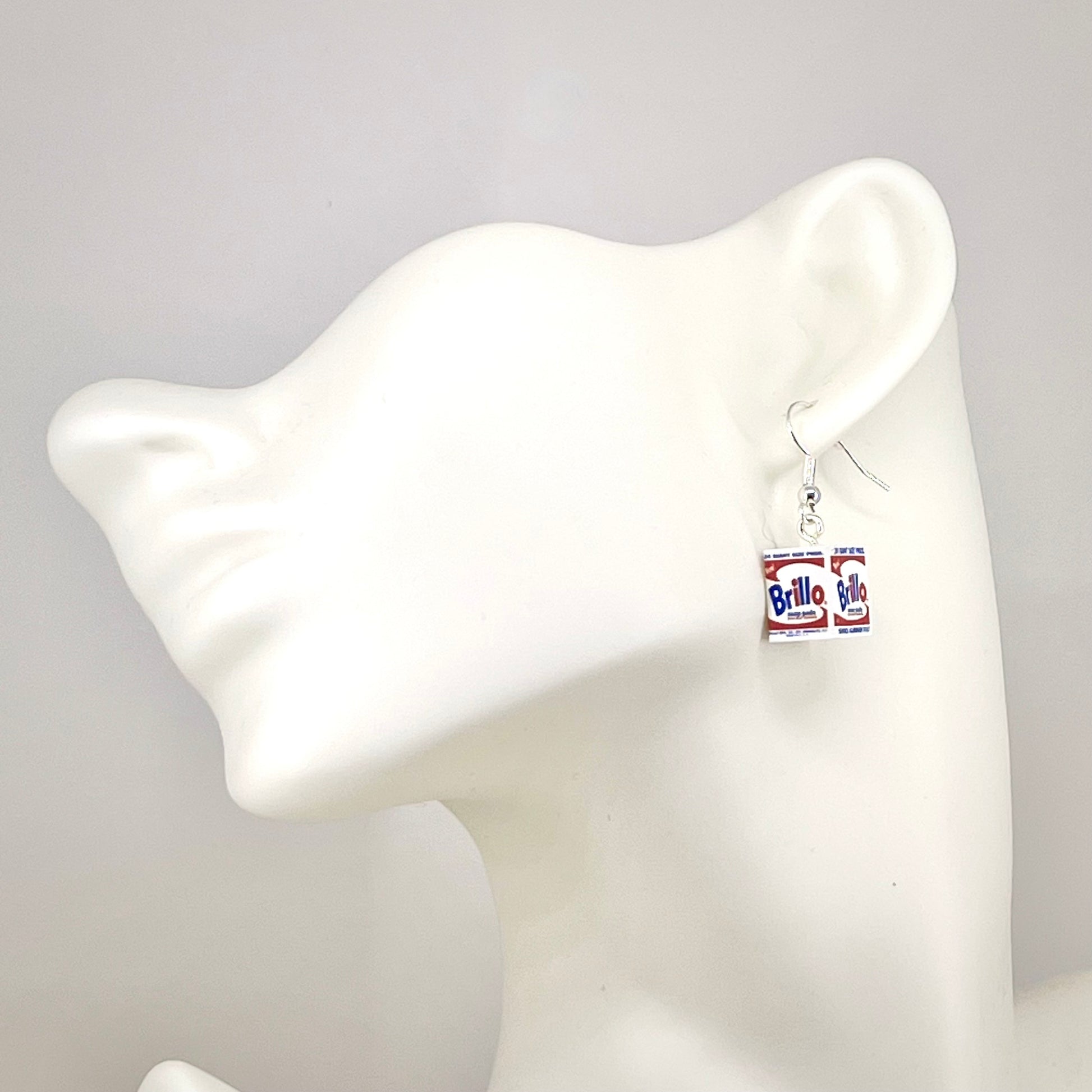 Miniature Brillo Box dangle earrings