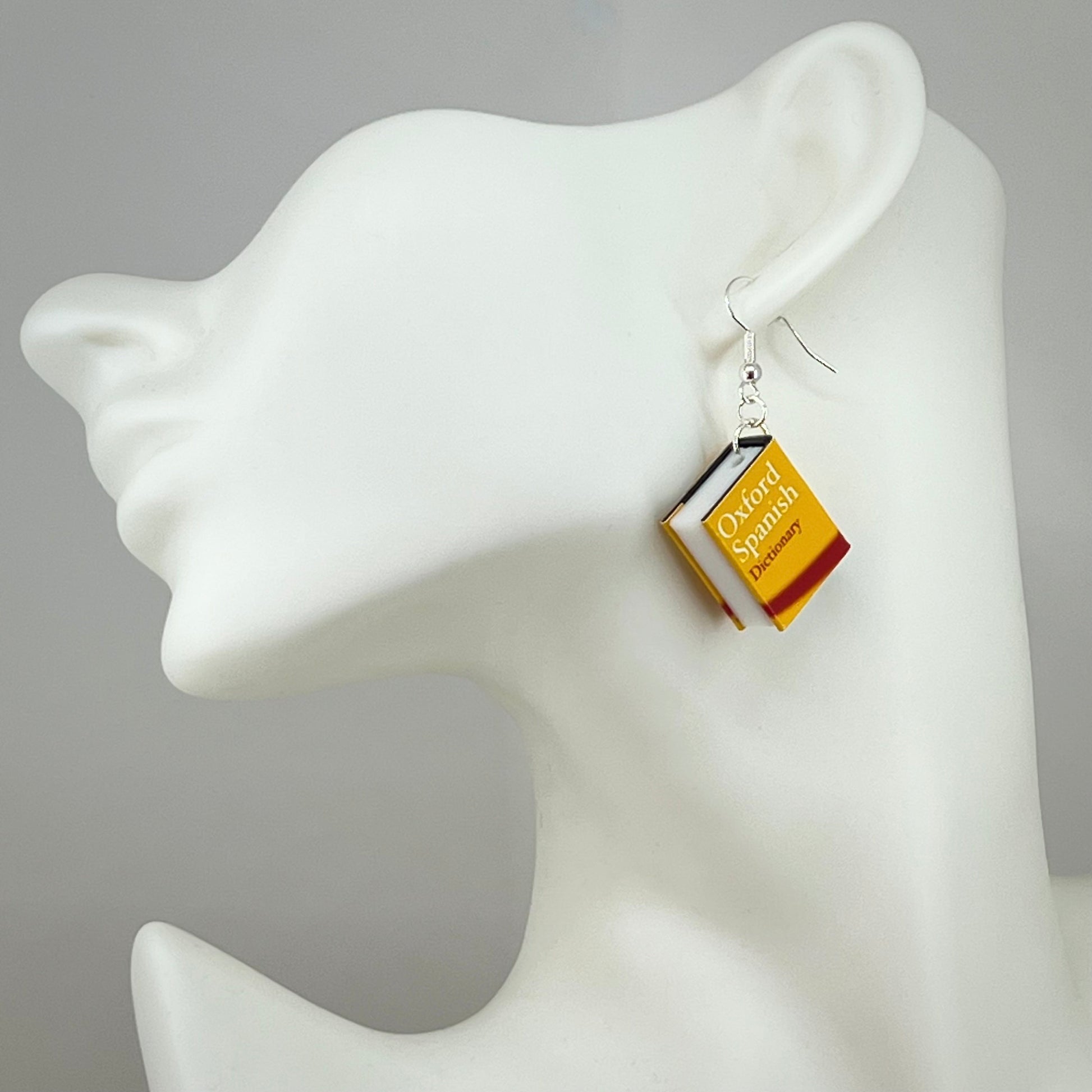 Spanish dictionary mini book earrings