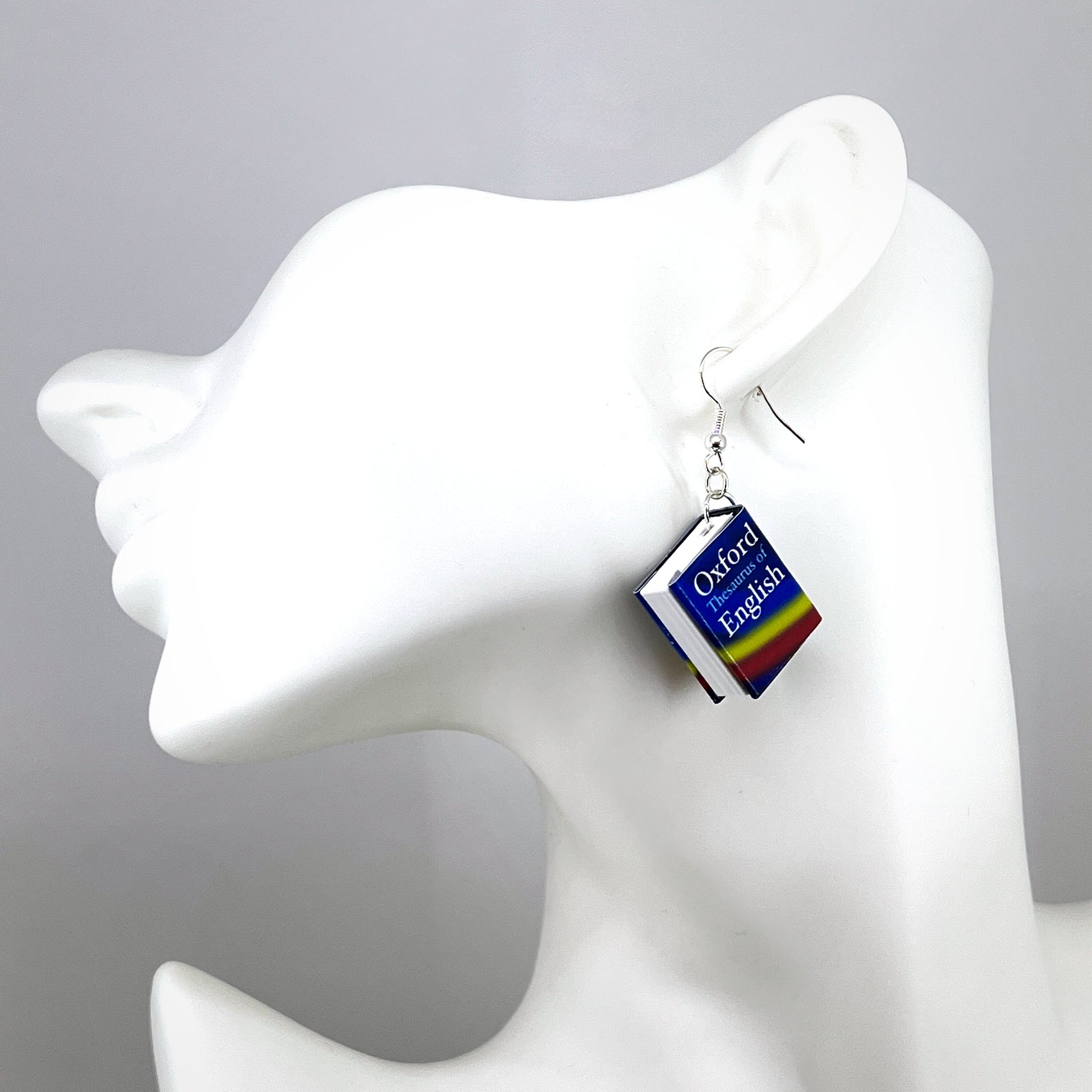 English thesaurus mini book earrings