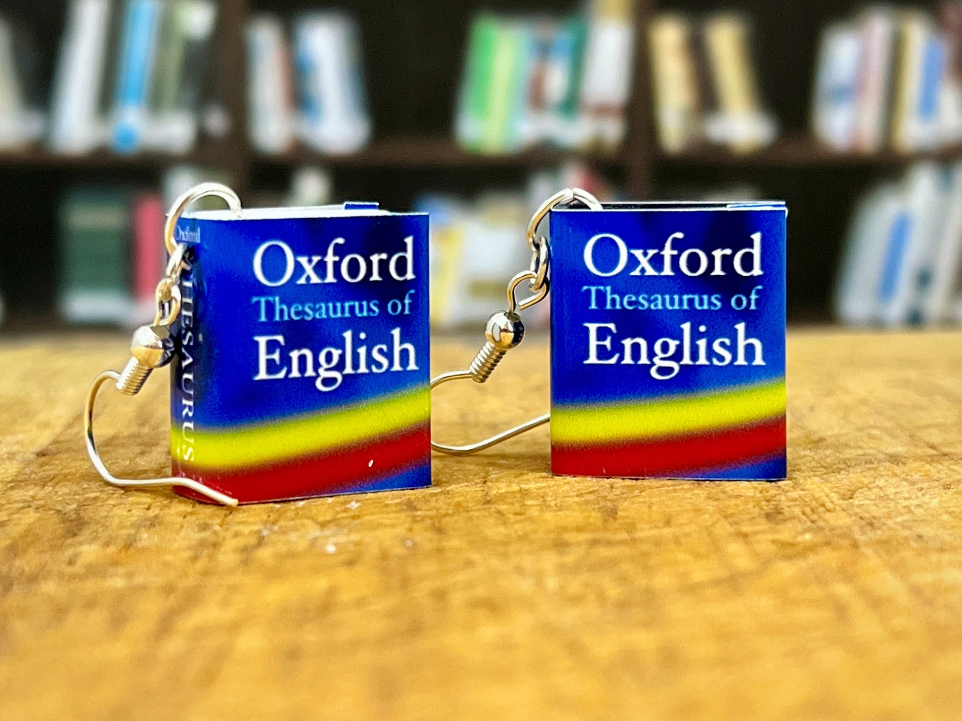 English thesaurus mini novelty dangle book earrings