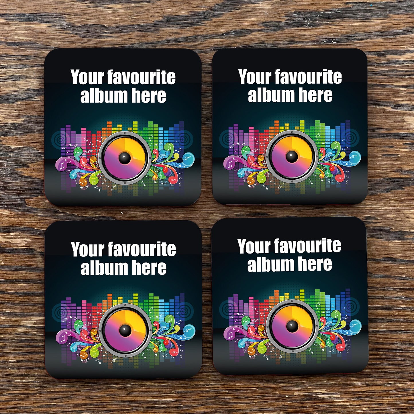 Personalised record album cover drinks coasters