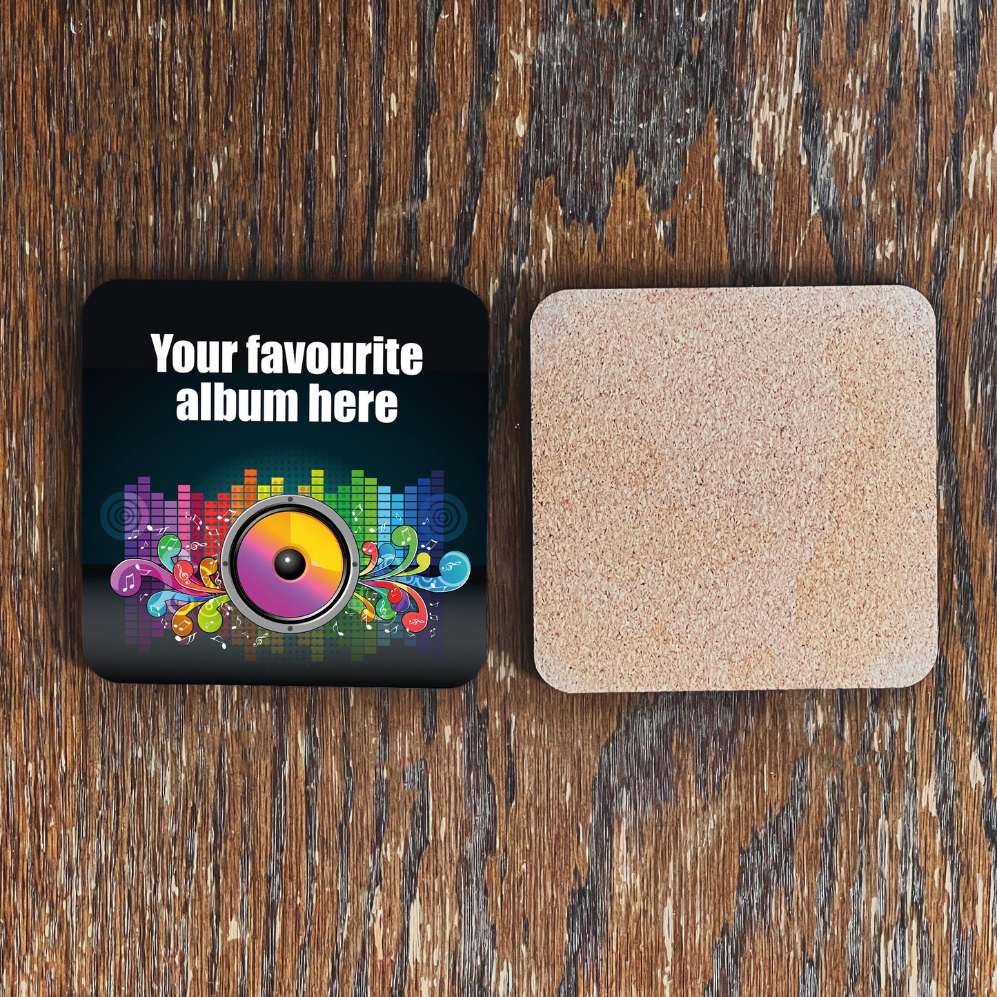 Personalised record album cover drinks coasters