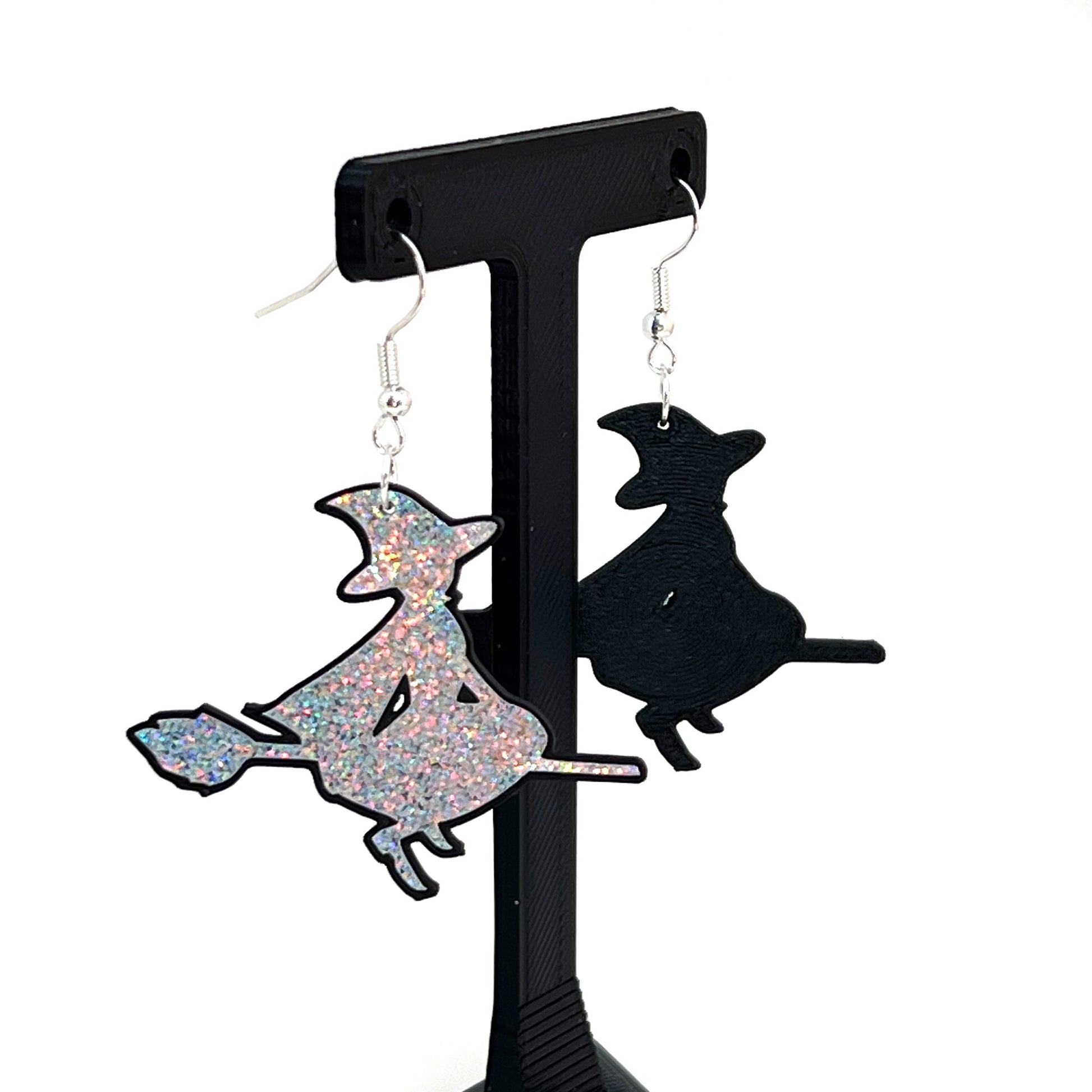 Glittery witch holographic dangle earrings