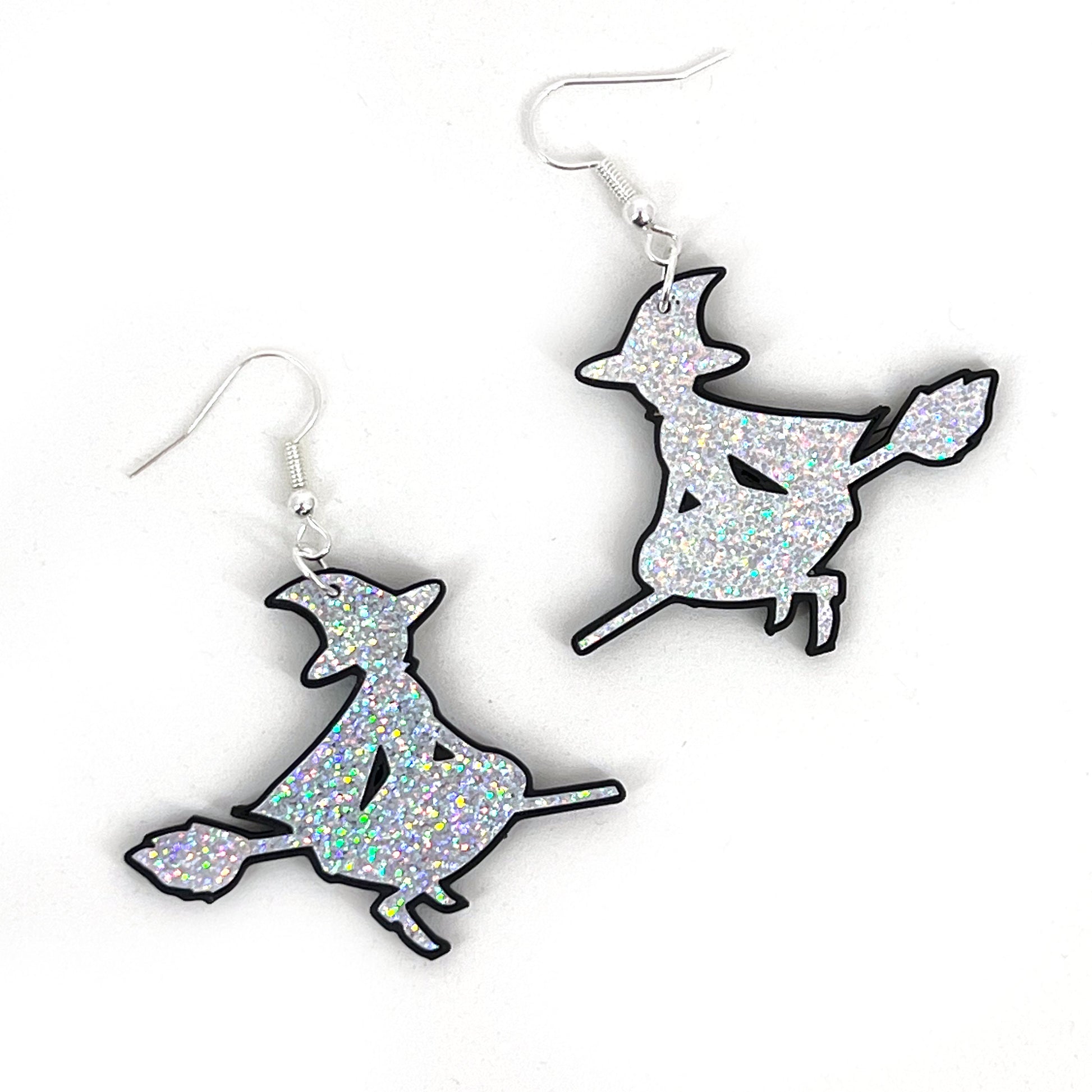 Glittery witch holographic dangle earrings