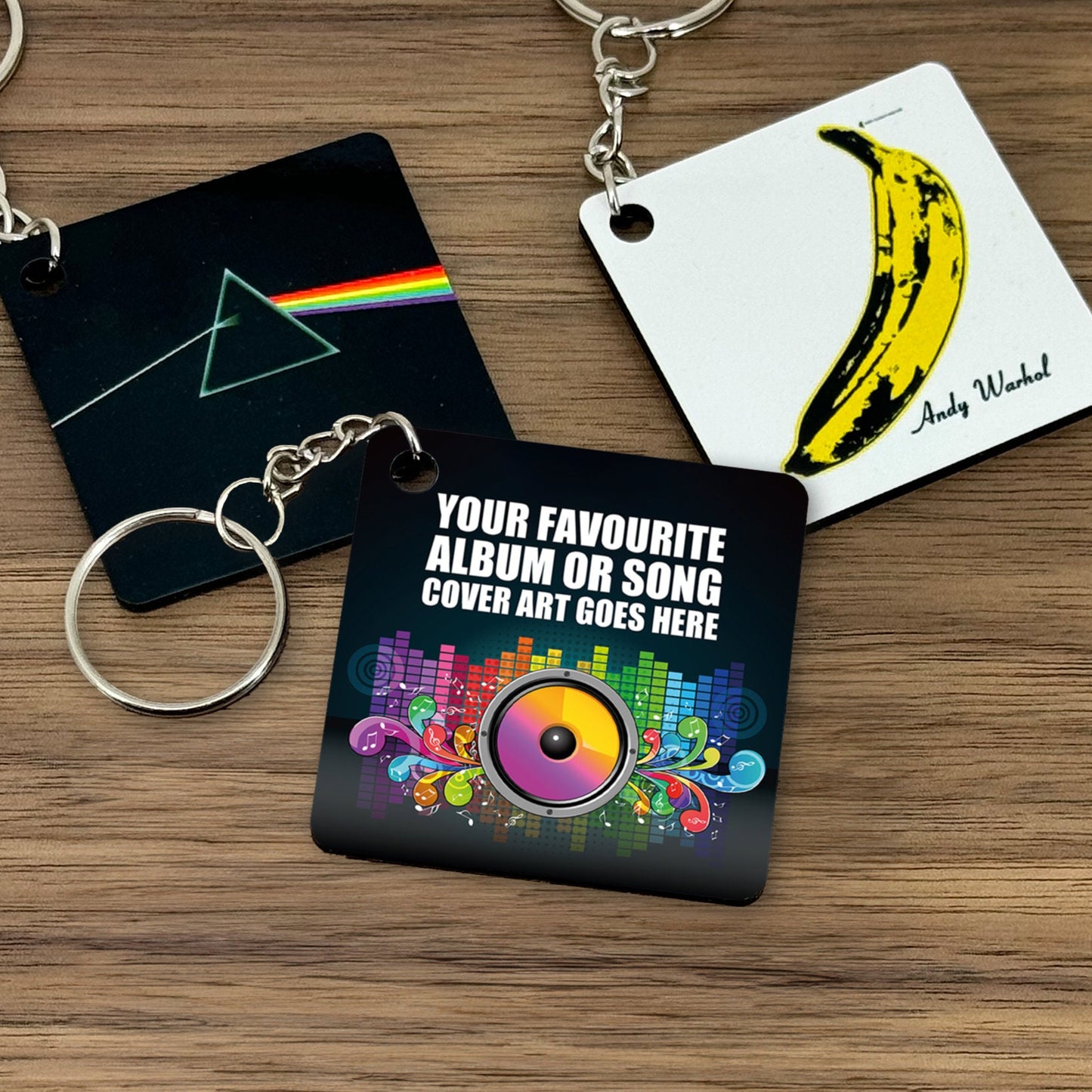 Personalised record album keyring