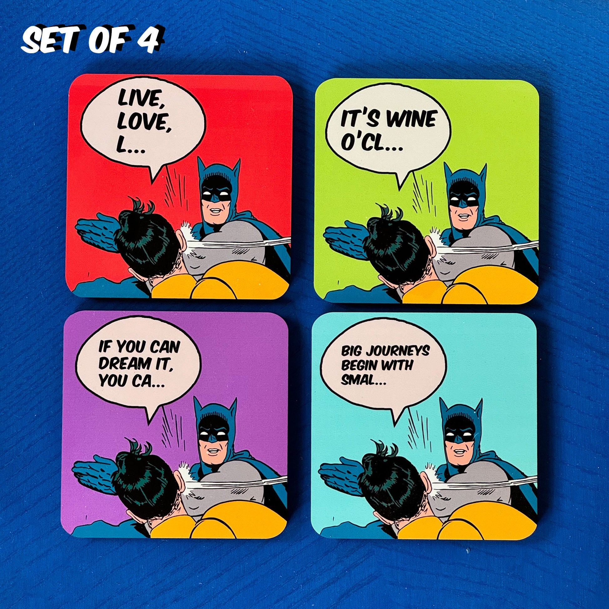 Batman and Robin 'slap' anti-motivational coasters (set of 4)