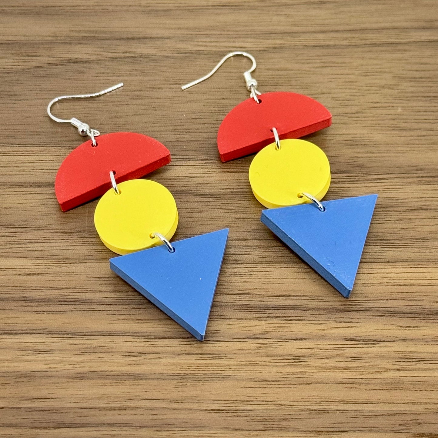 Geometric design tri-colour statement earrings