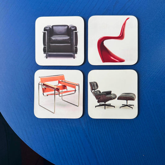 Mid-century chairs coasters (set of 4). Perfect present for a fan of iconic design by David Asch Art & Design