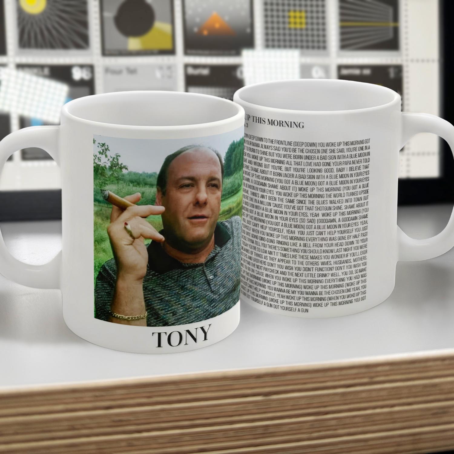Personalised song lyrics mug with name and photo