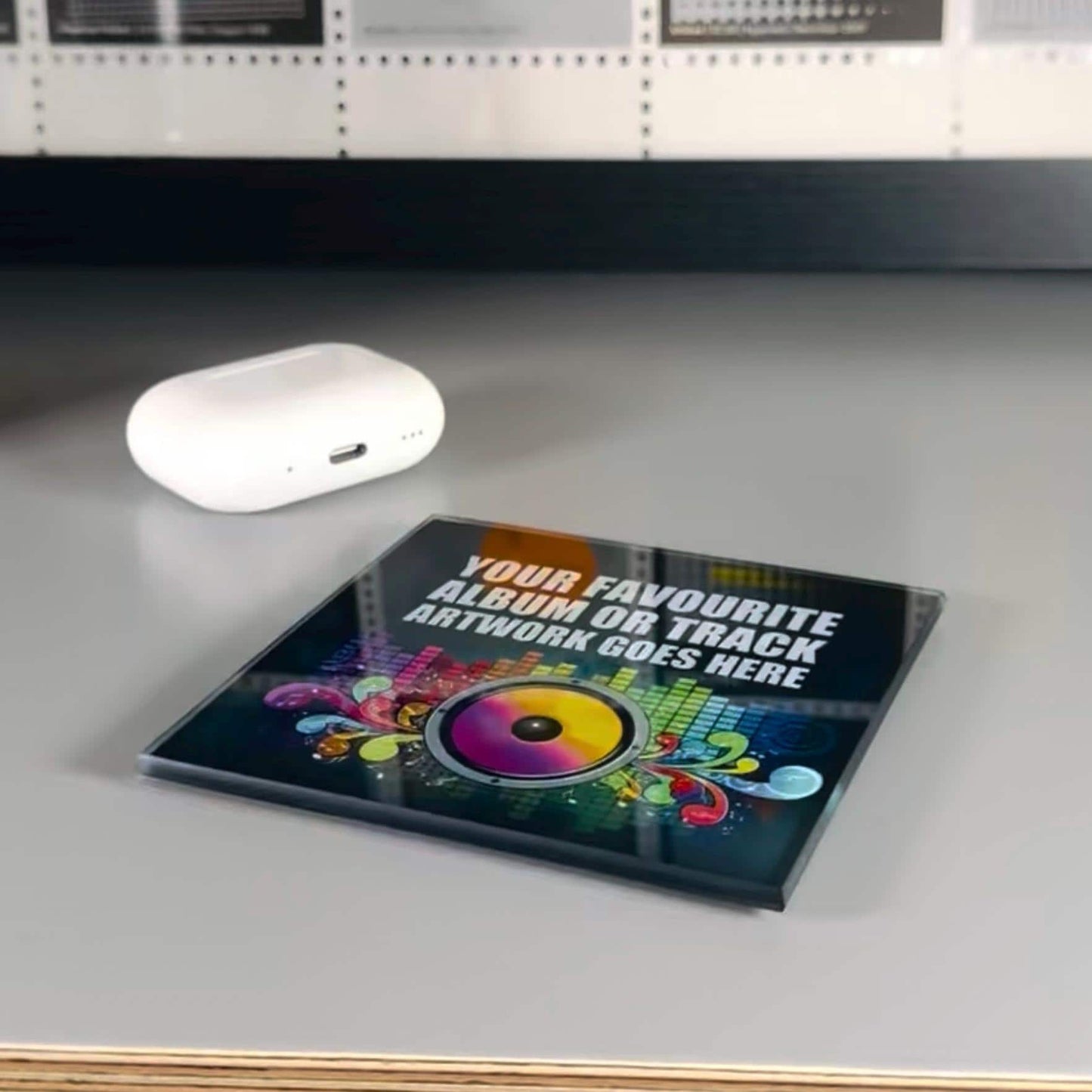 Glass album cover coaster