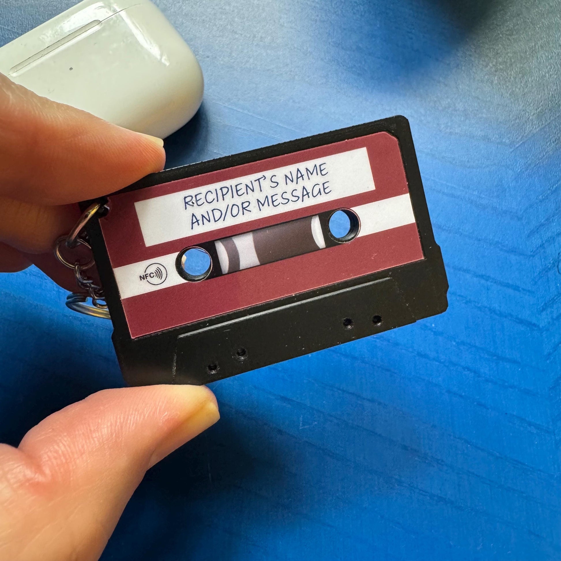 Personalised mixtape keyring - share your favourite music with a tap of the phone