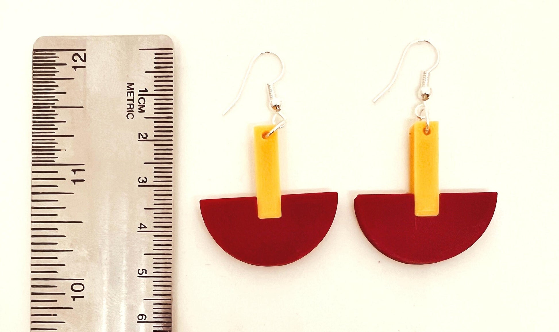 Mid-century style semi-circle statement drop earrings