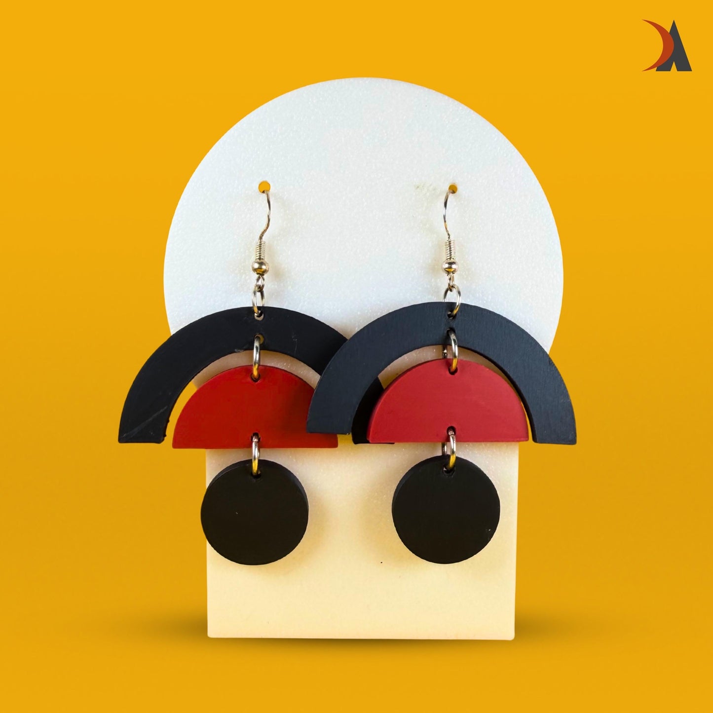 Art deco style earrings - red and black geometric statement jewellery