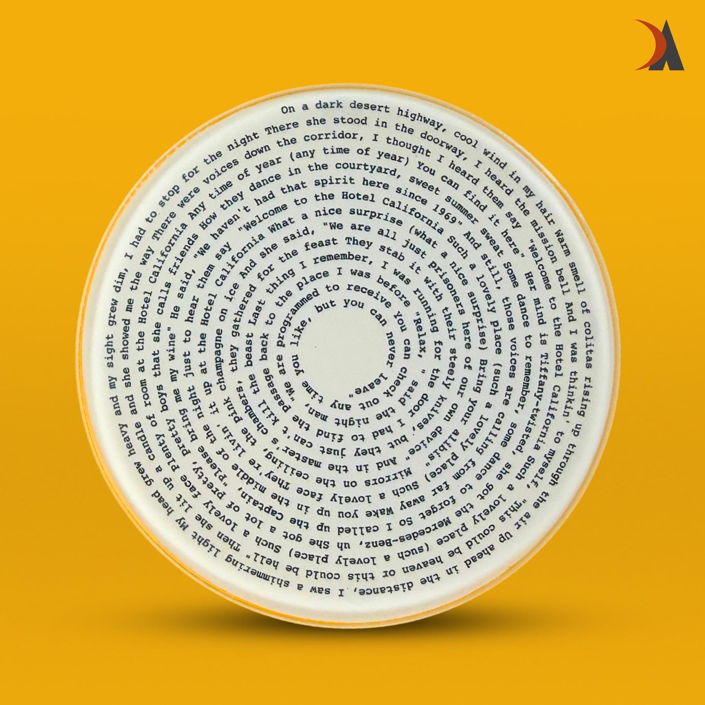 Custom song lyric glass coaster - always be reminded of a special song