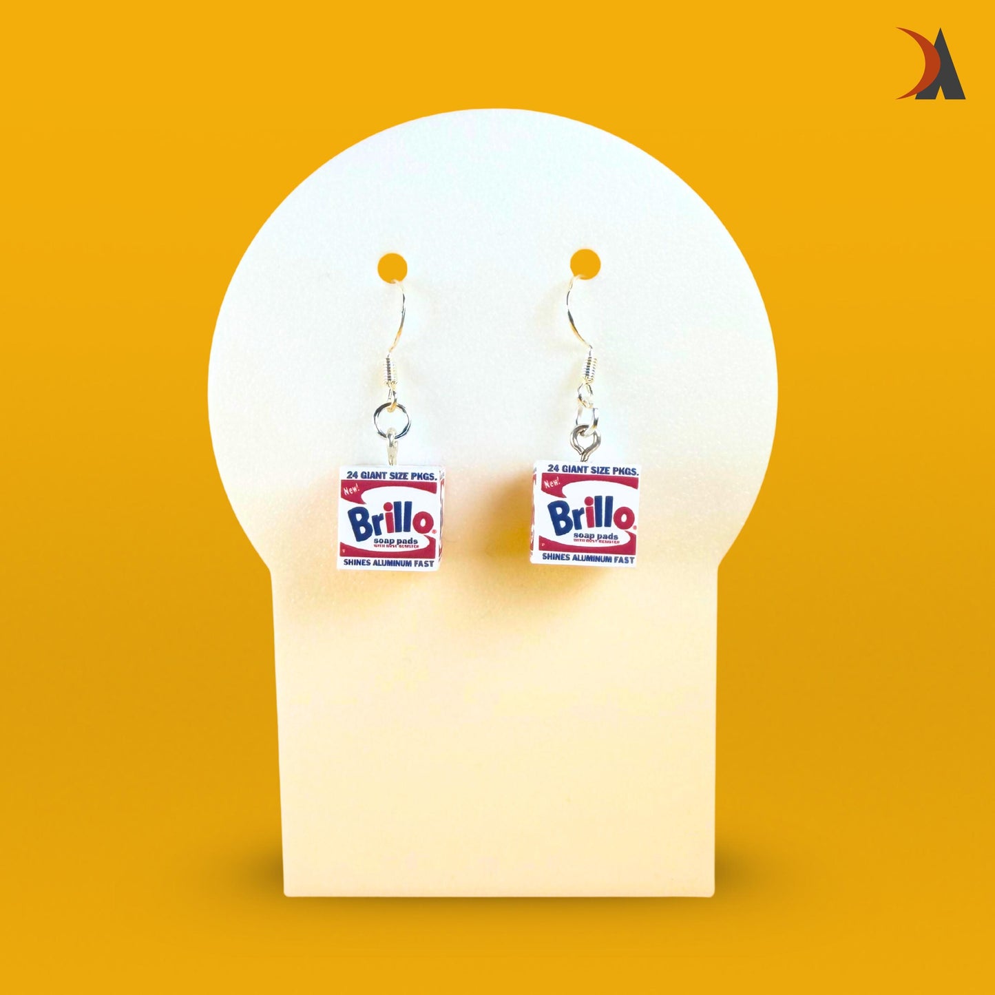 Miniature Brillo Box dangle earrings