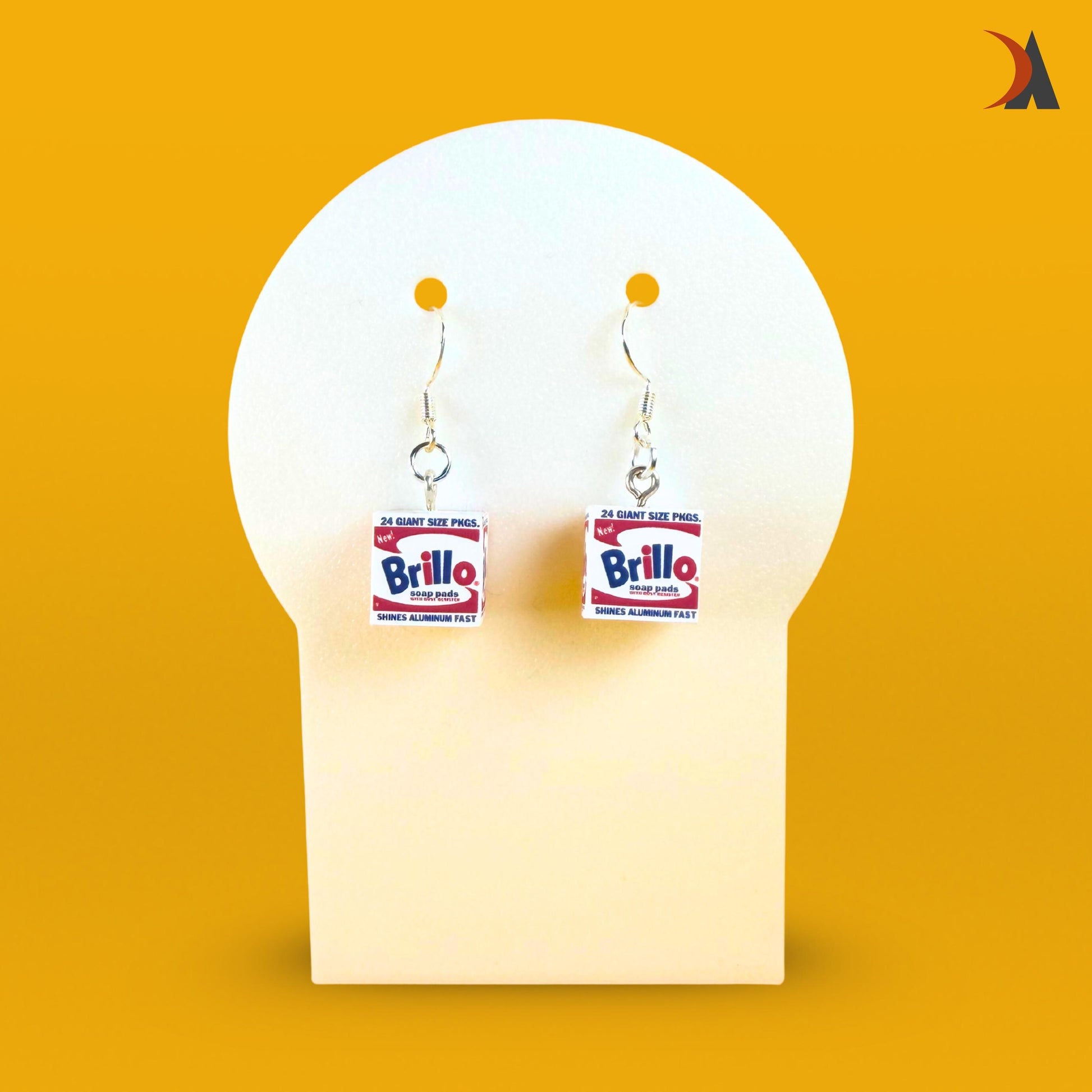 Miniature Brillo Box dangle earrings
