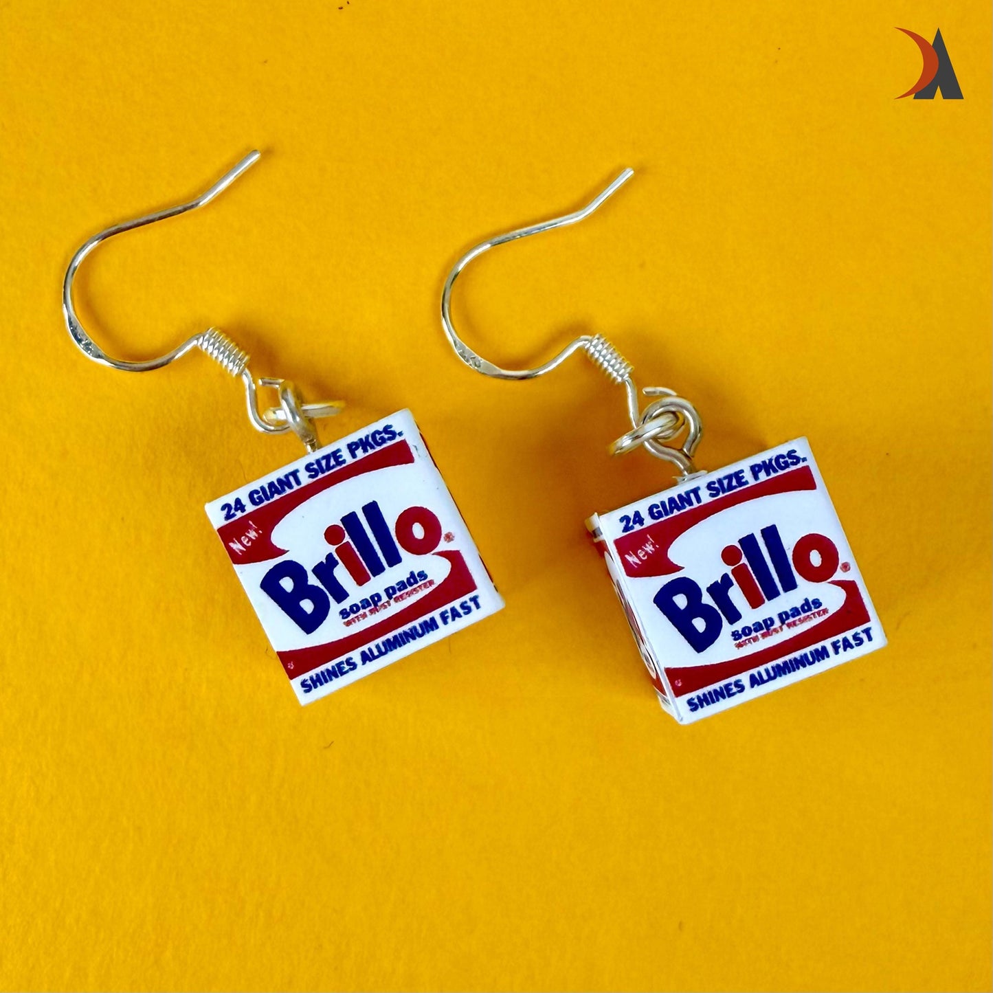Miniature Brillo Box dangle earrings