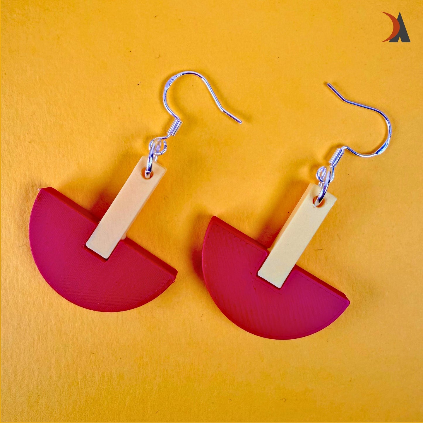Mid-century style semi-circle statement drop earrings
