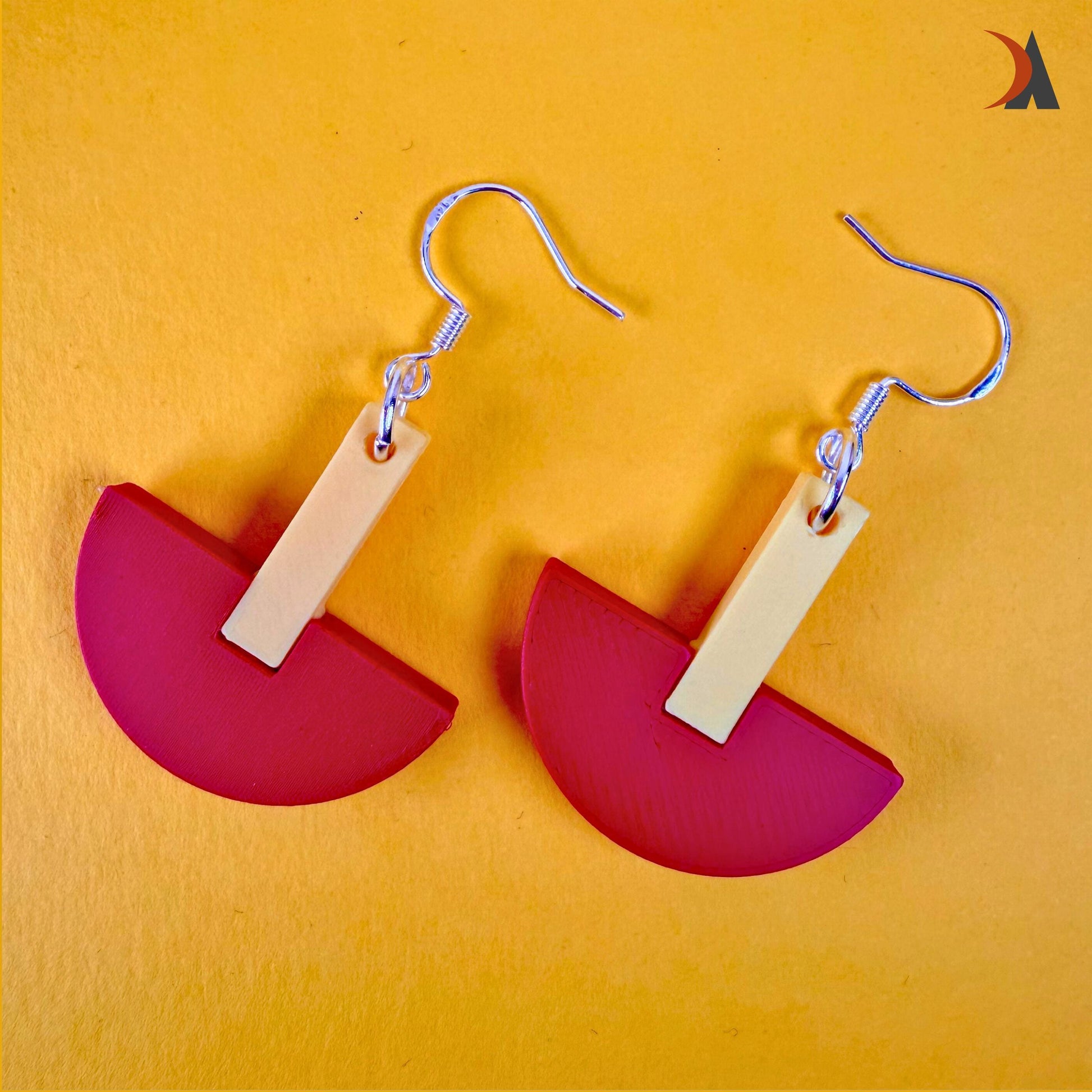 Mid-century style semi-circle statement drop earrings