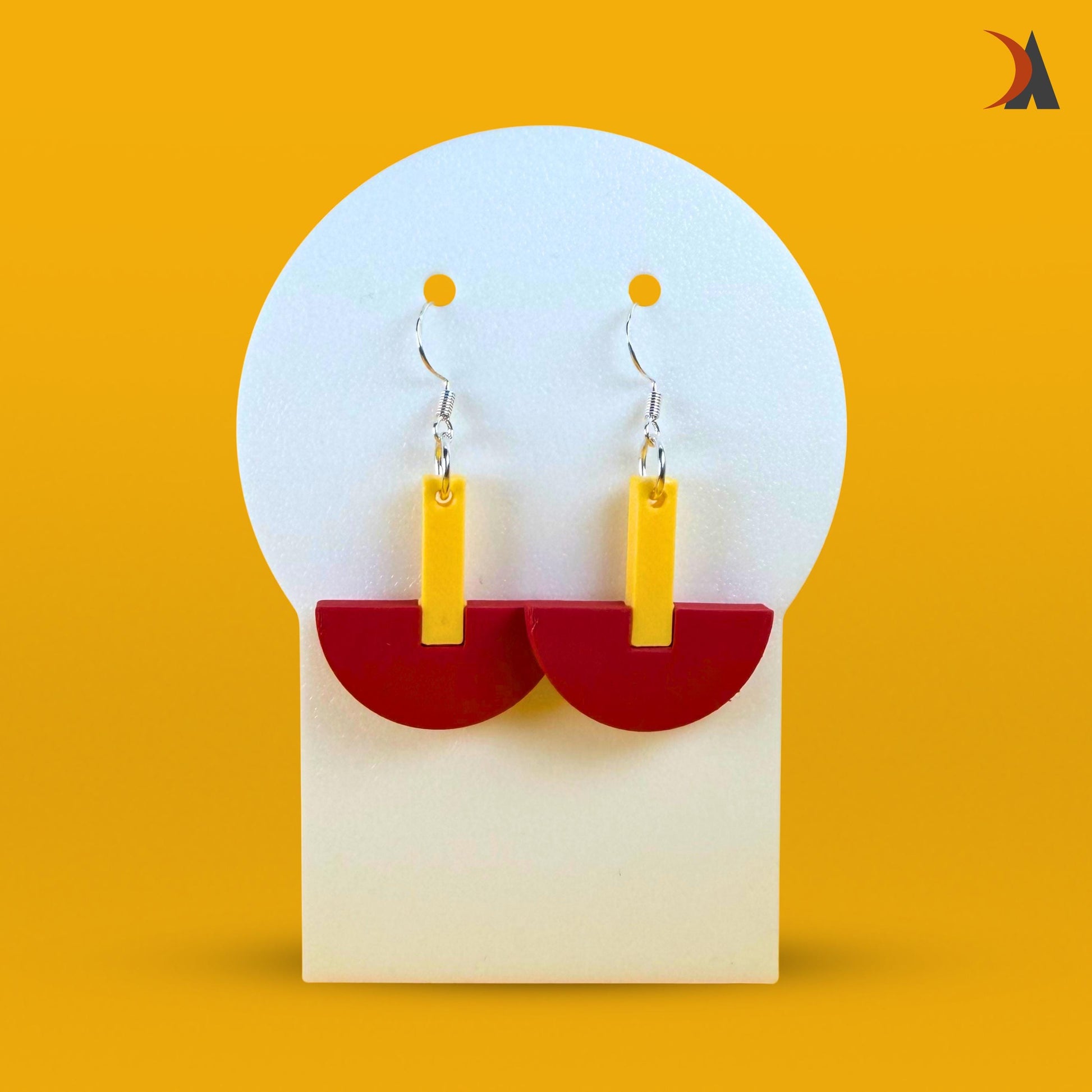 Mid-century style semi-circle statement drop earrings