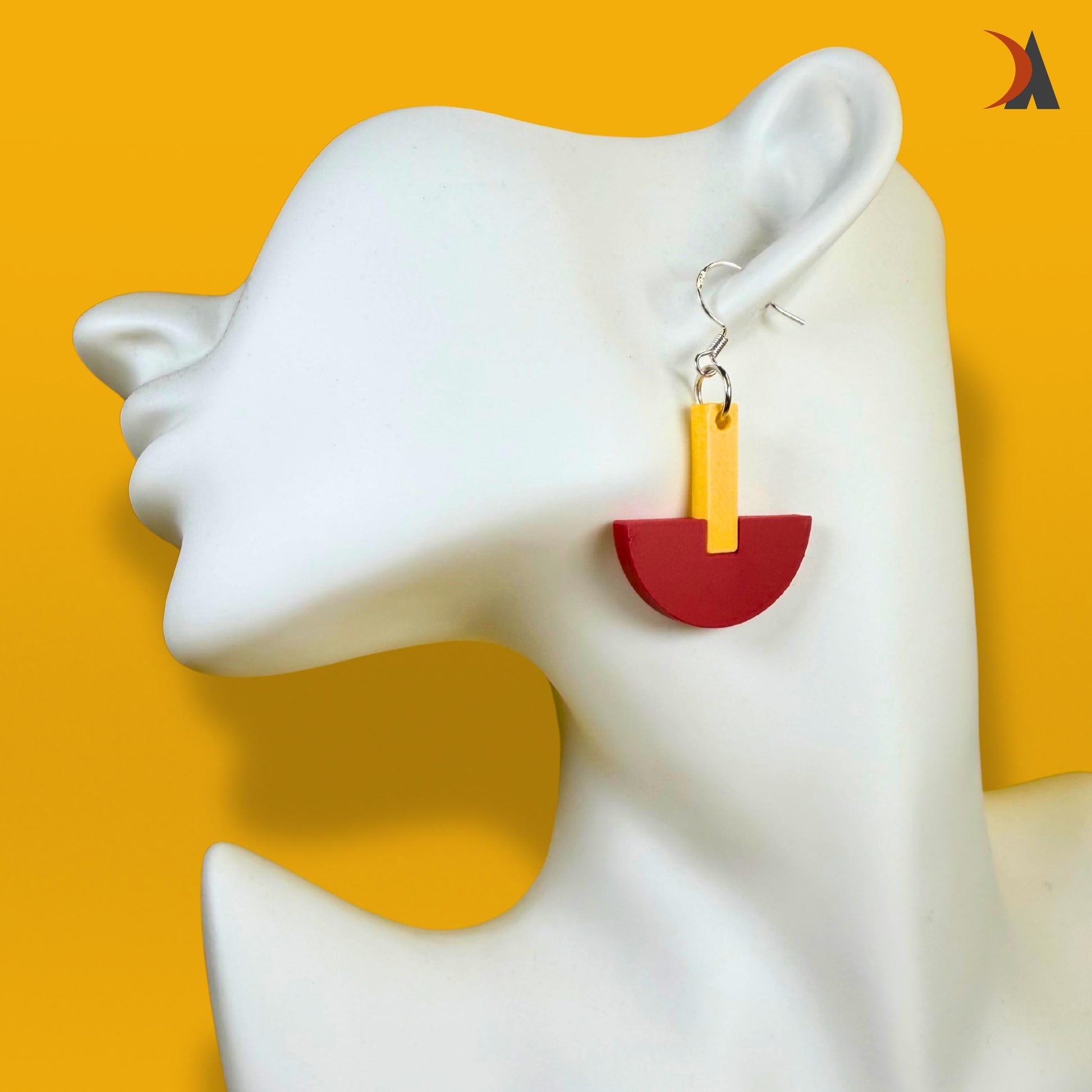 Mid-century style semi-circle statement drop earrings