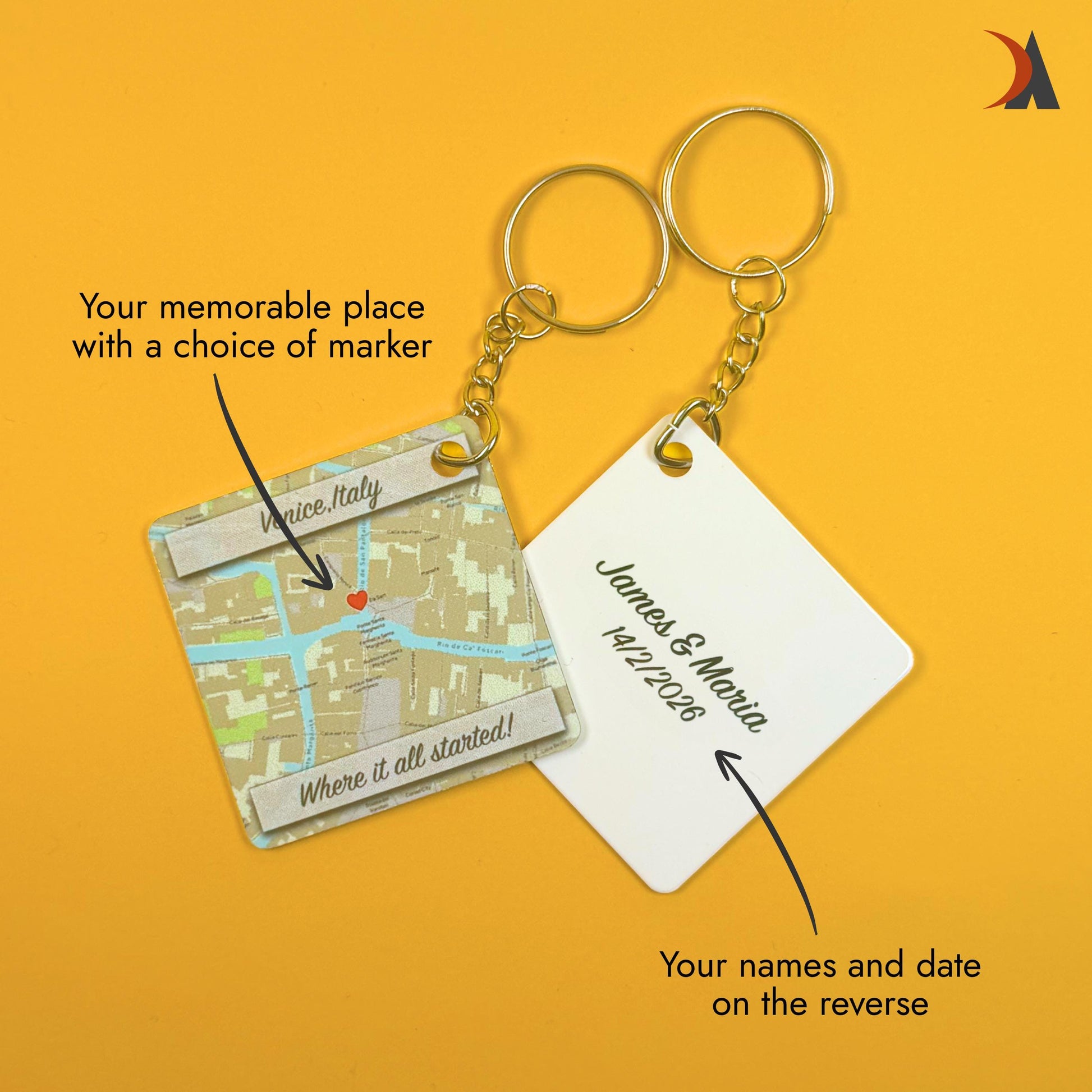 Personalised map keychain. A custom keepsake gift for Valentine’s, anniversaries and other memorable occasions
