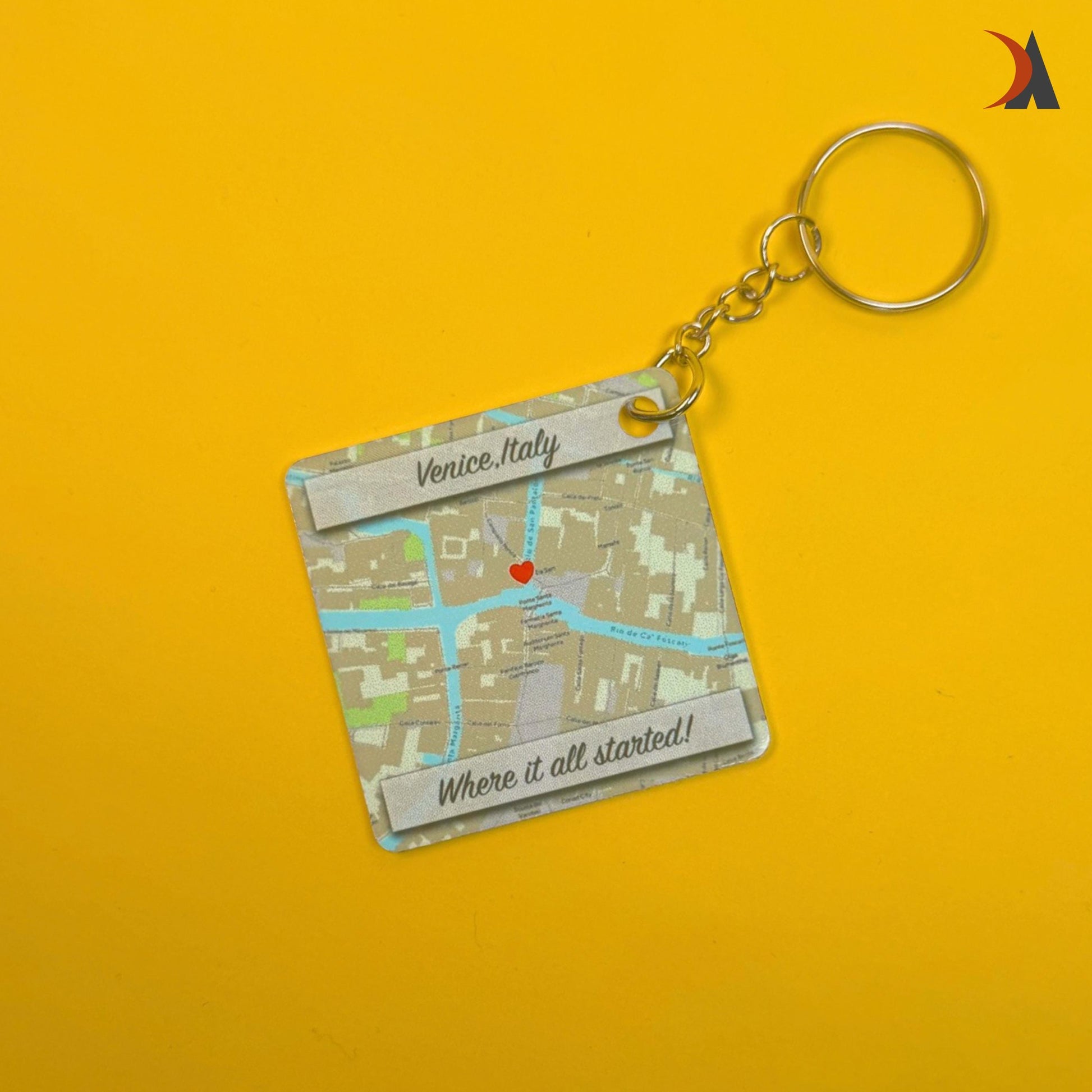Personalised map keychain. A custom keepsake gift for Valentine’s, anniversaries and other memorable occasions
