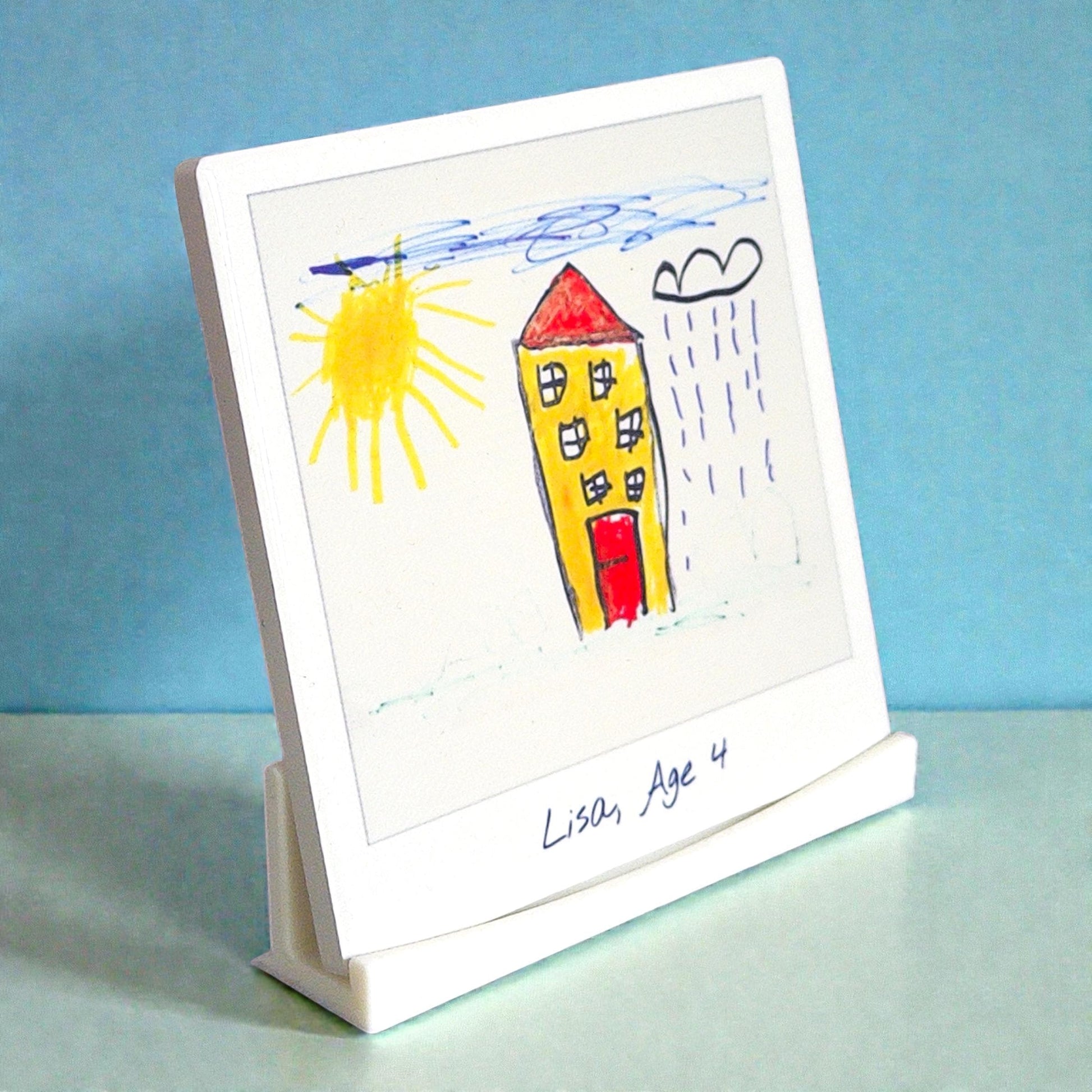 Ceramic photo tile - a personalised instant camera style print with custom caption