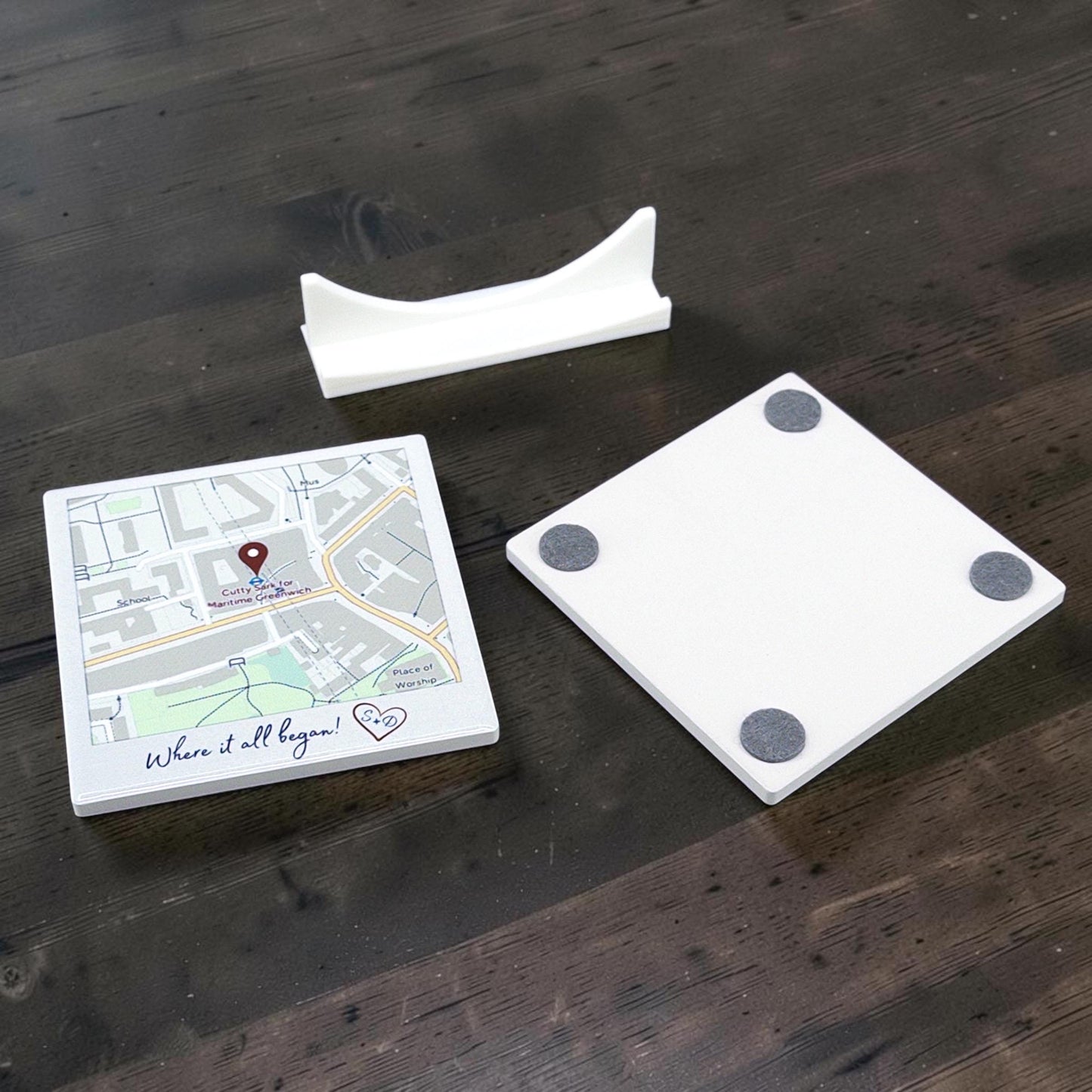Ceramic map tile - a personalised reminder of where it all started