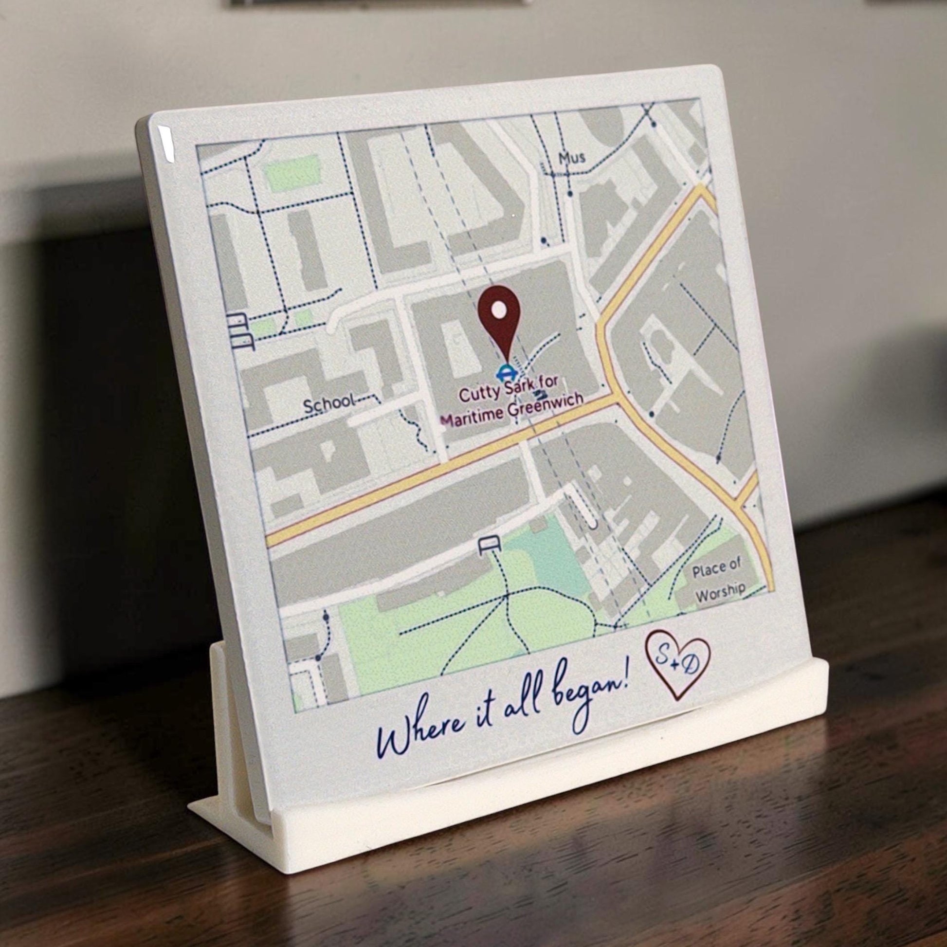 Ceramic map tile - a personalised reminder of where it all started