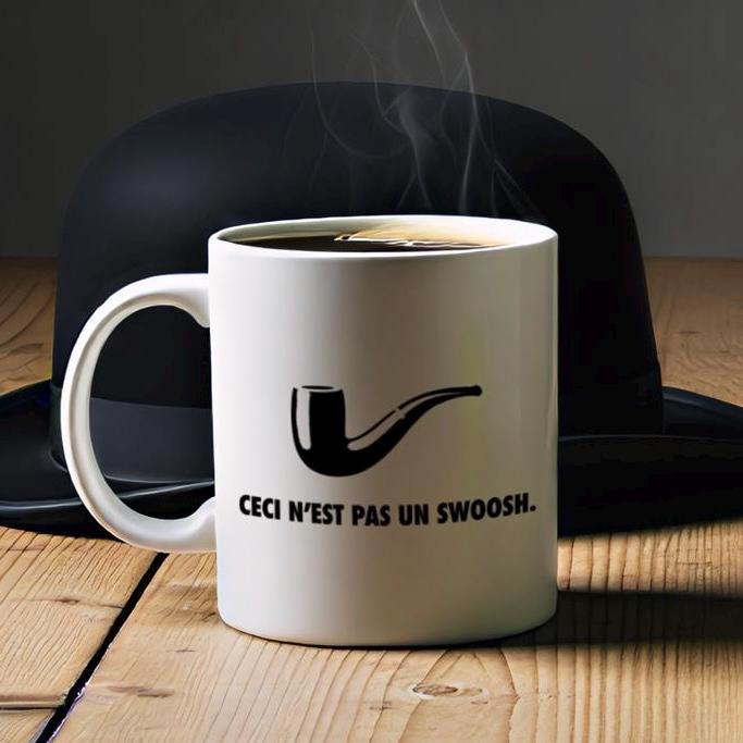 Magritte inspired surrealist mug - a parody gift for artists and art lovers