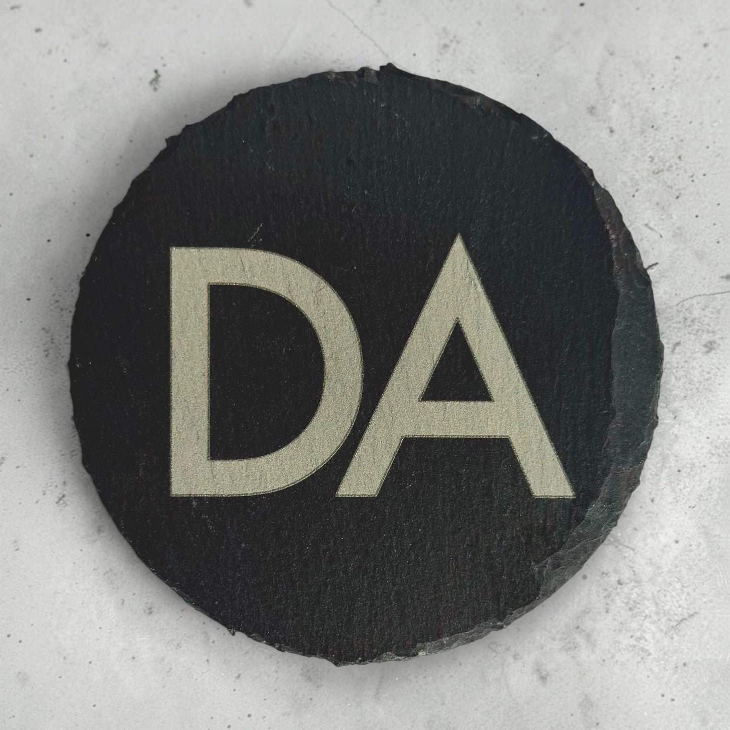 Your initial on a slate coaster (rough or smooth edge) - a personalised gift to rest your drink on