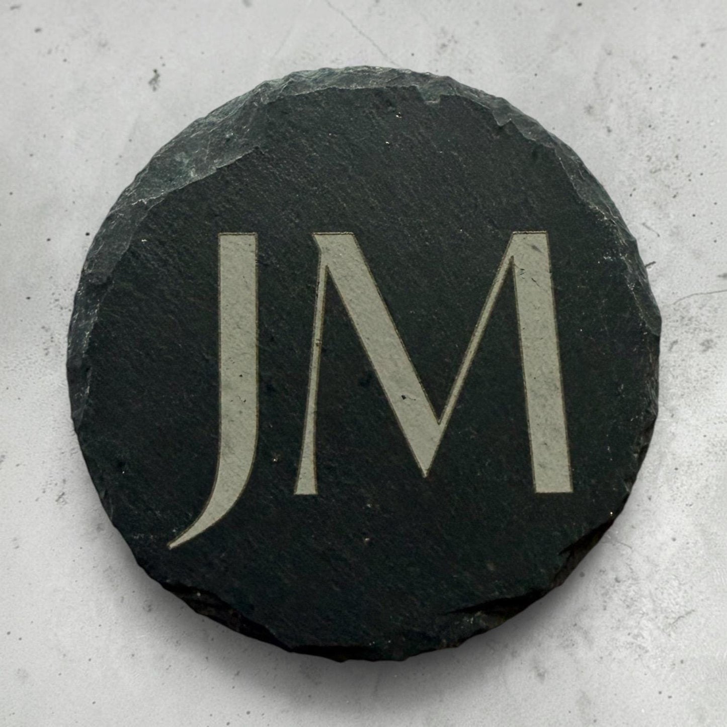 Your initial on a slate coaster (rough or smooth edge) - a personalised gift to rest your drink on