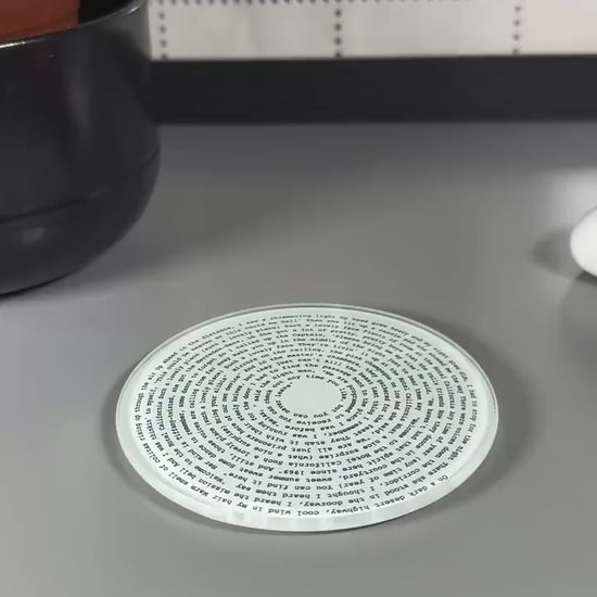 Custom lyric glass coaster - rest your mug on your favourite song